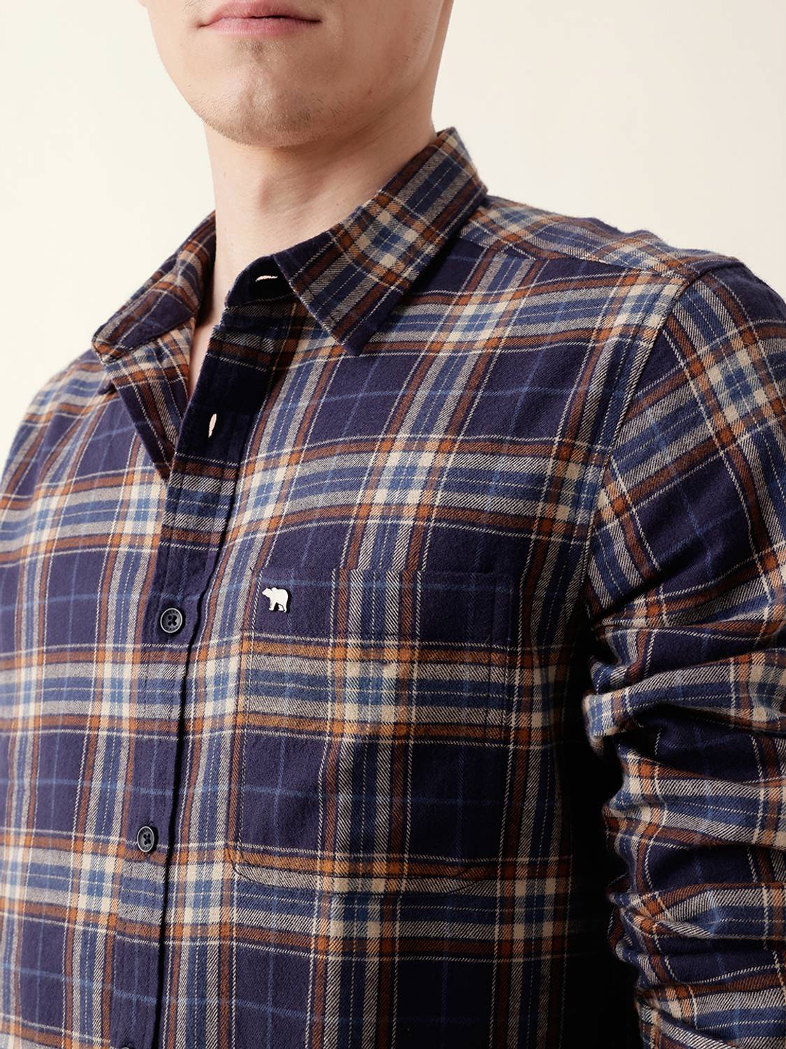 THE BEAR HOUSE Men Checkered Casual Blue Shirt - Image 5