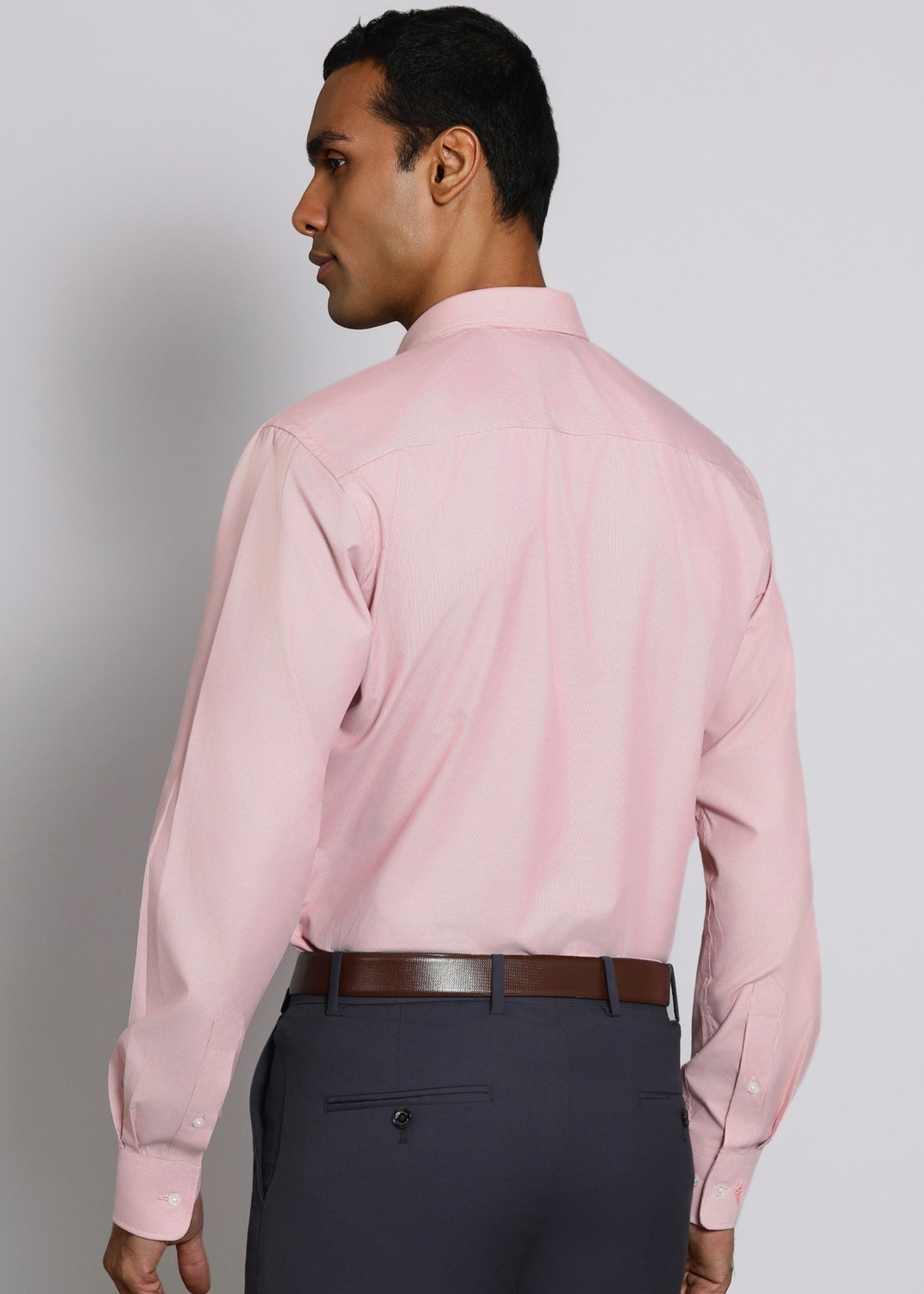 Image of PARK AVENUE Men Self Design Formal Pink Shirt