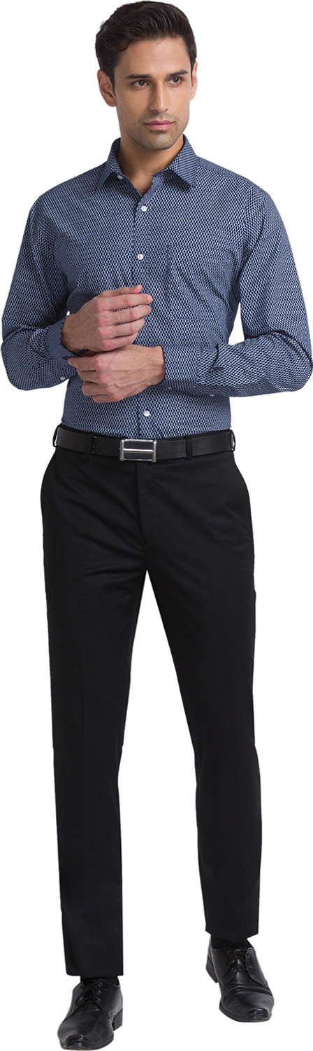 Image of Raymond Men Printed Formal Blue Shirt