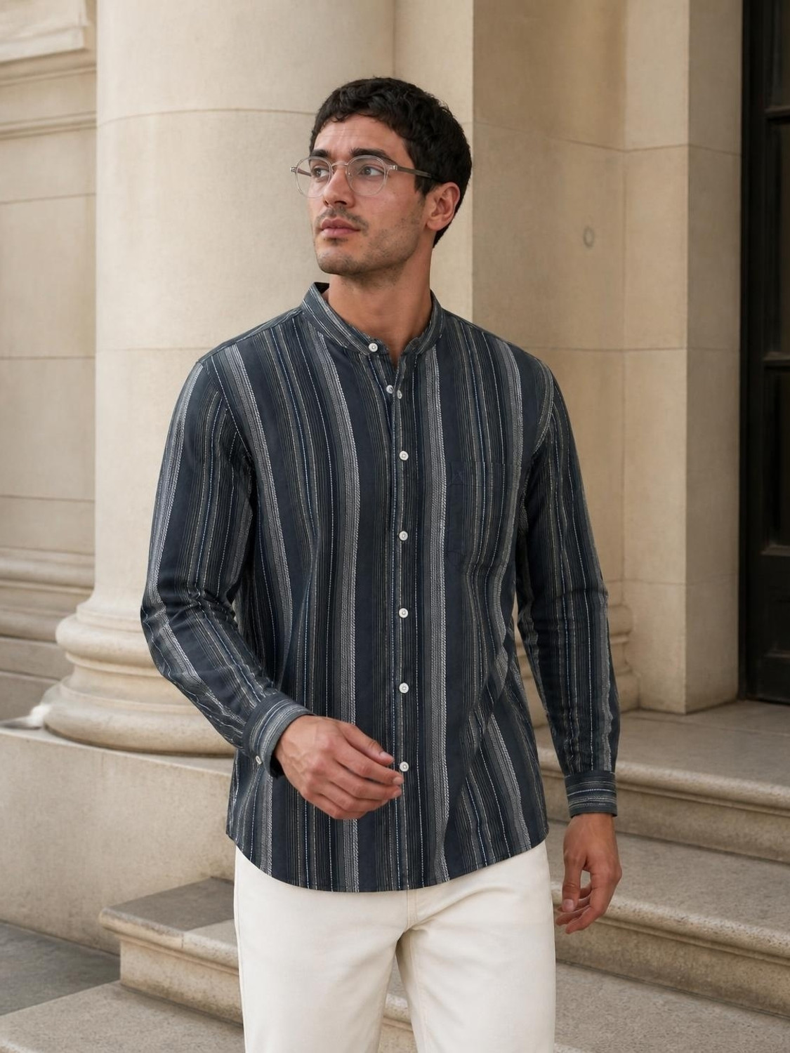 Image of Allen Solly Men Regular Fit Striped Casual Shirt