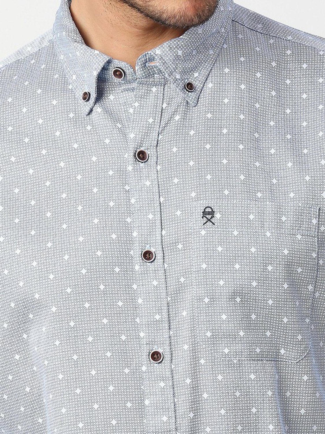 Image of THOMAS SCOTT Men Printed Casual Blue Shirt