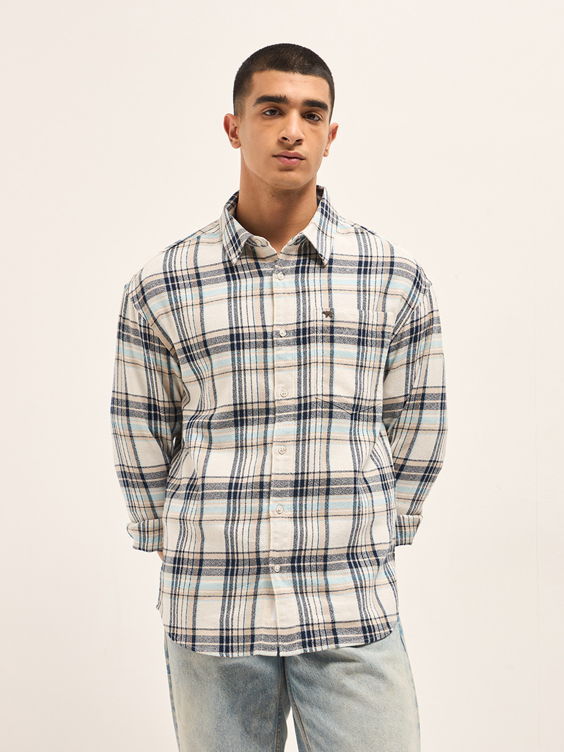 Image of THE BEAR HOUSE Men Checkered Casual Multicolor Shirt
