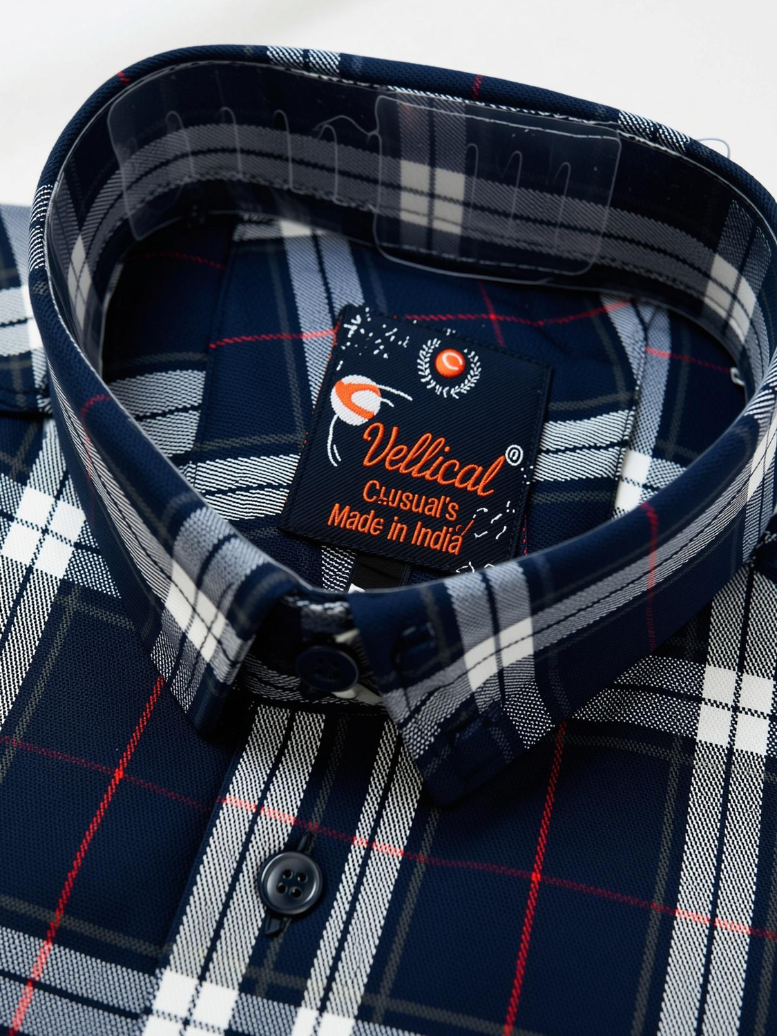 Image of VELLICAL Men Checkered Casual Blue Shirt