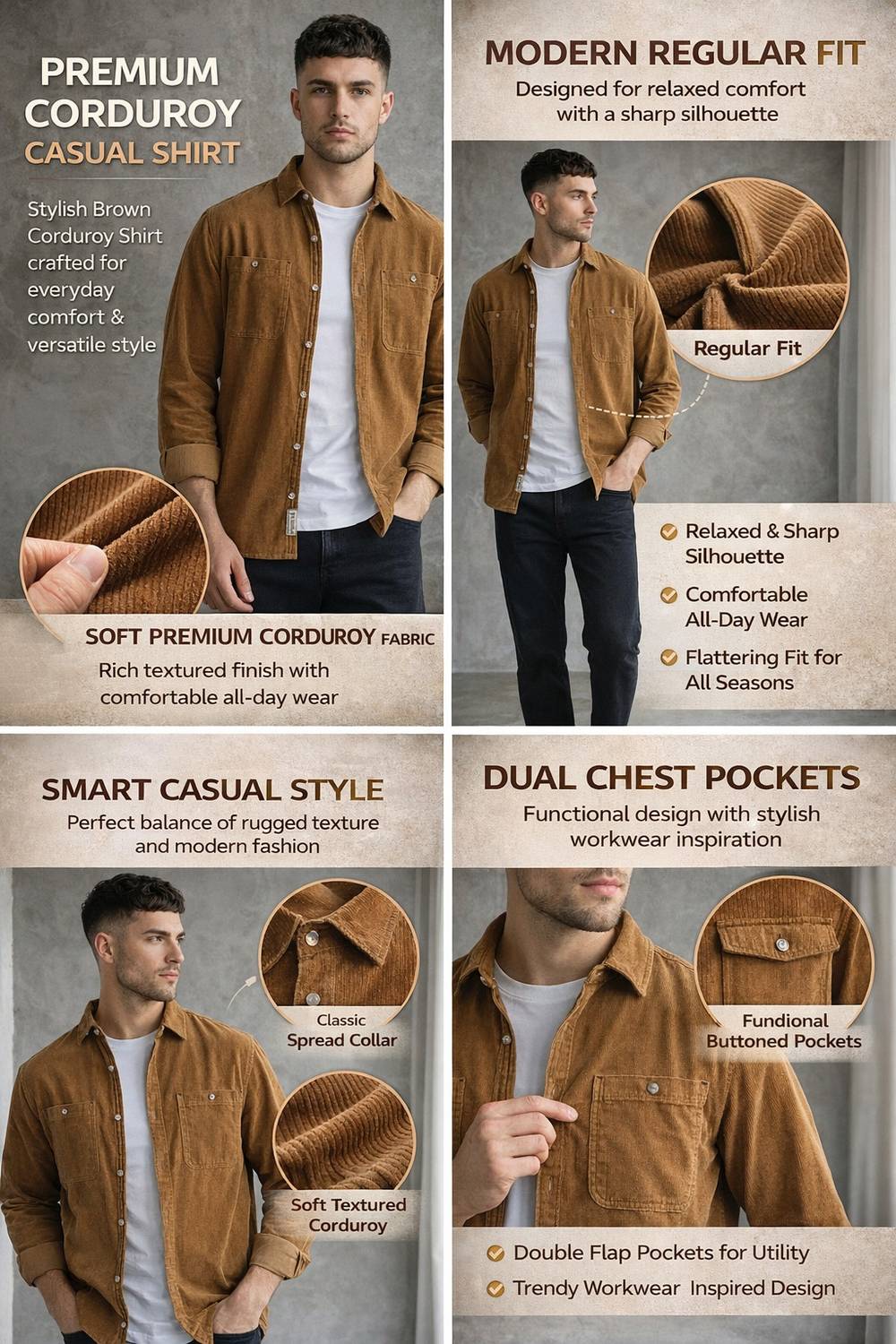KUONS AVENUE Men Brown Casual Shirt - Image 5