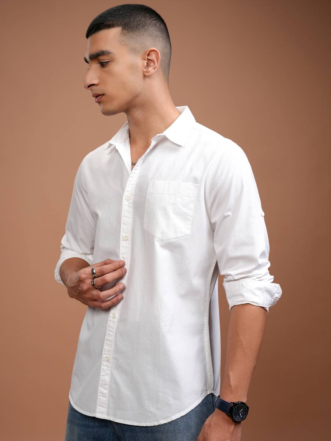 HIGHLANDER Men White Casual Shirt - Image 4