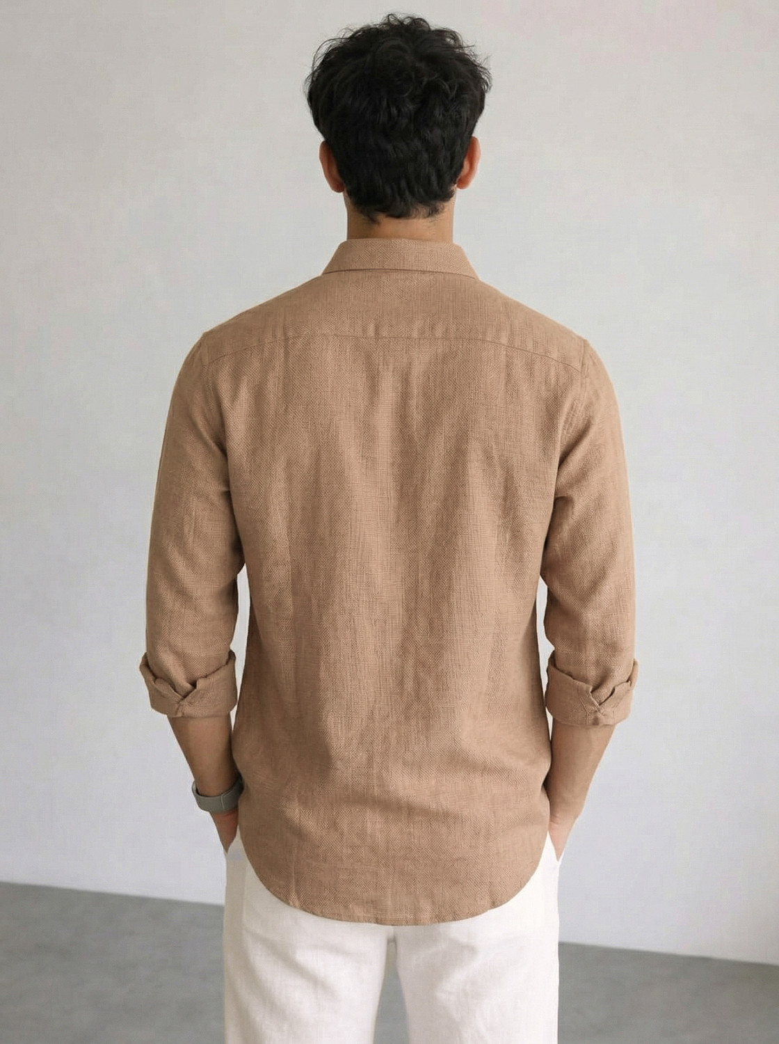 Image of Dhakre fashion Men Solid Casual Brown Shirt