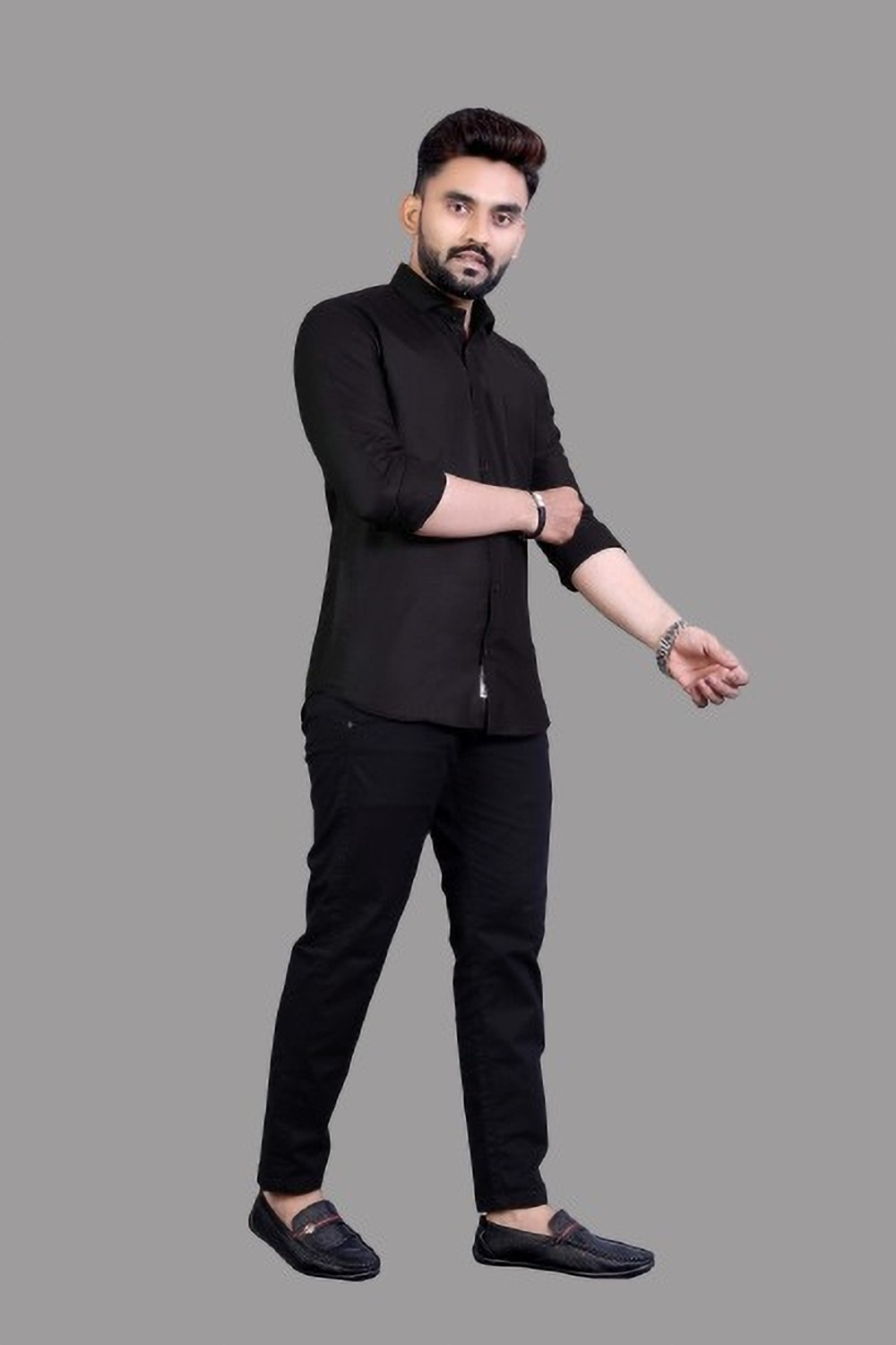 Image of Mansi F Studio Men Solid Casual Black Shirt