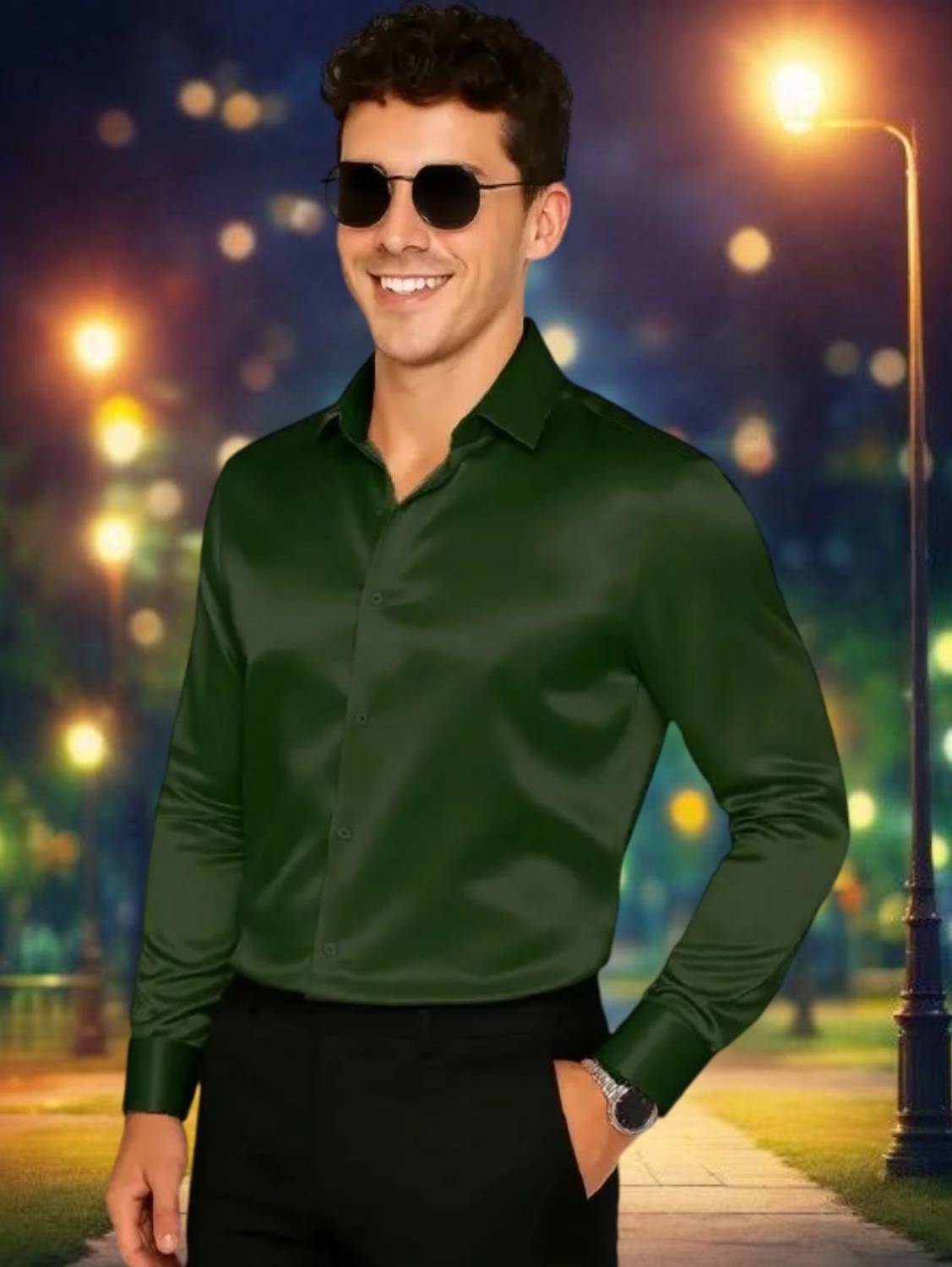 dark green mens dress shirt slim fit Men Casual Green Flannel Check Casual Shirt Archived made active