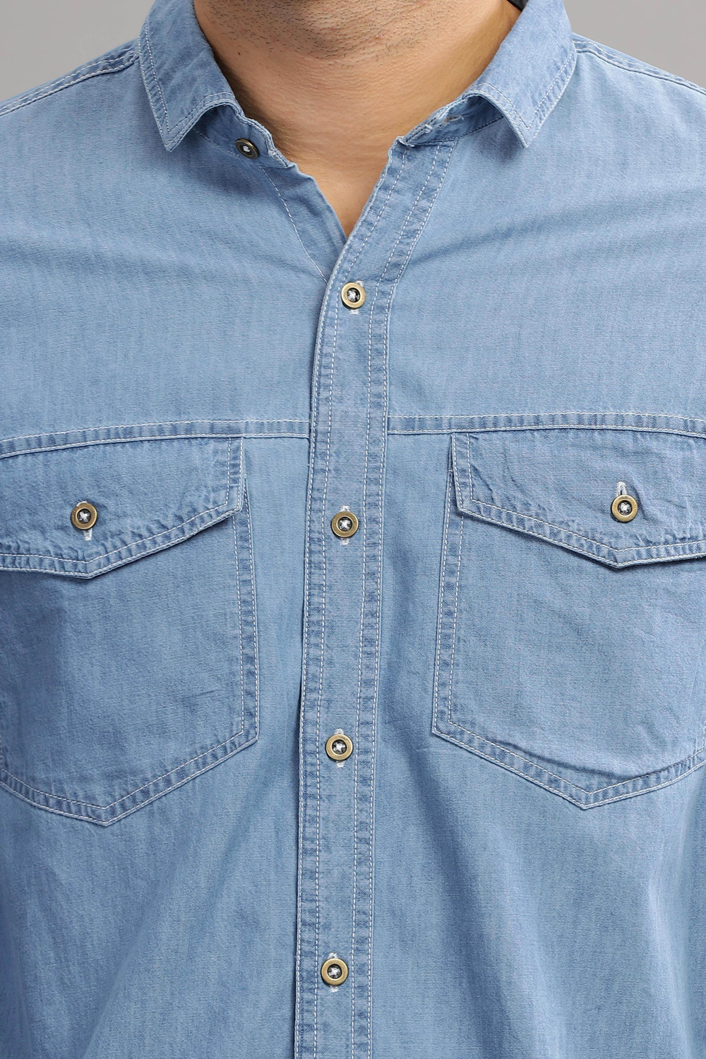 Image of shardha enterprise Men Washed Casual Blue Shirt