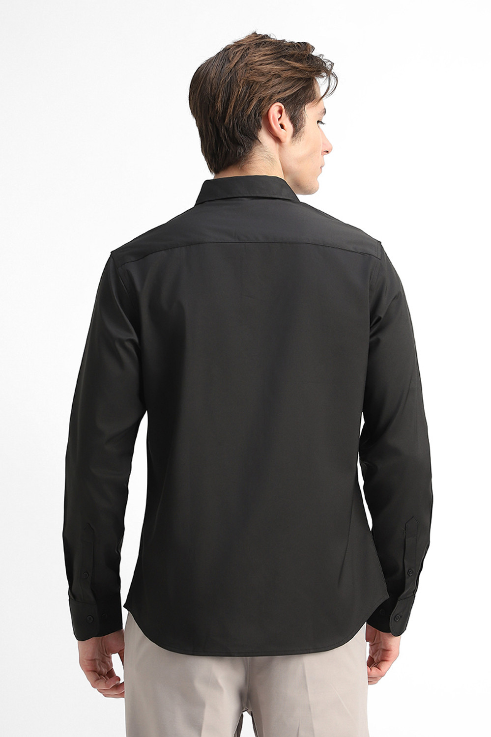 Image of Snitch Men Solid Formal Black Shirt