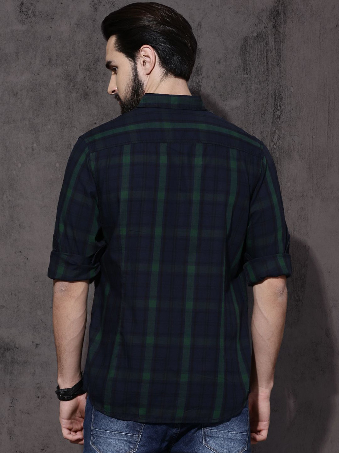 Image of Roadster Men Checkered Casual Blue Shirt