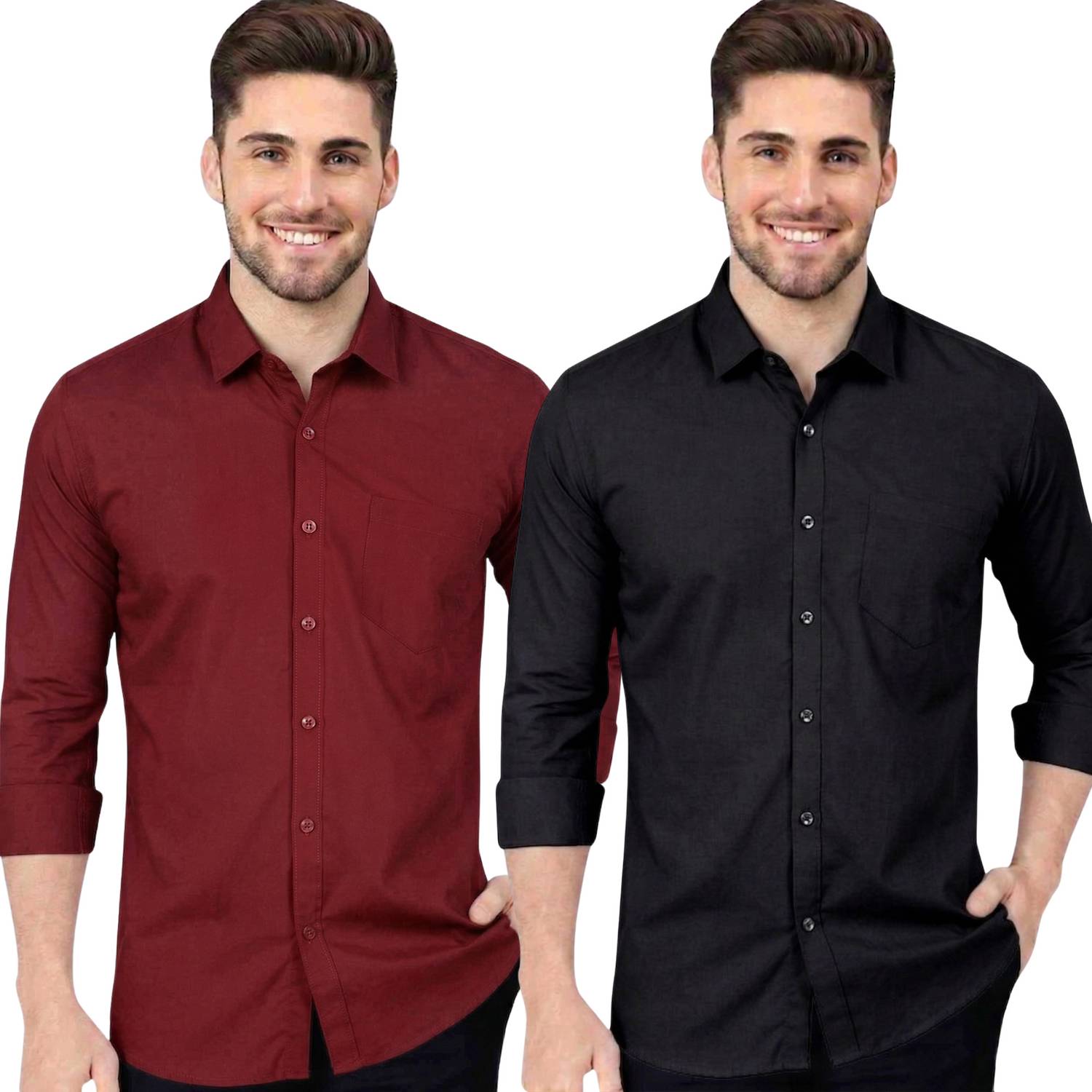 youth first Men Regular Fit Solid Spread Collar Casual Shirt (Pac