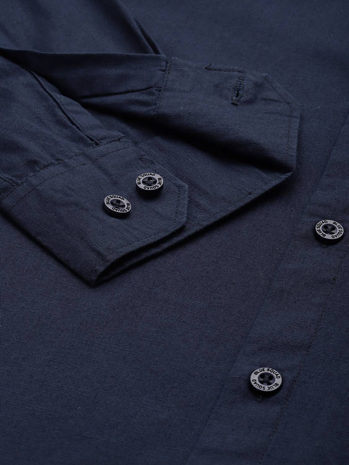 BLUE SQUAD Men Solid Casual Blue Shirt - Image 5