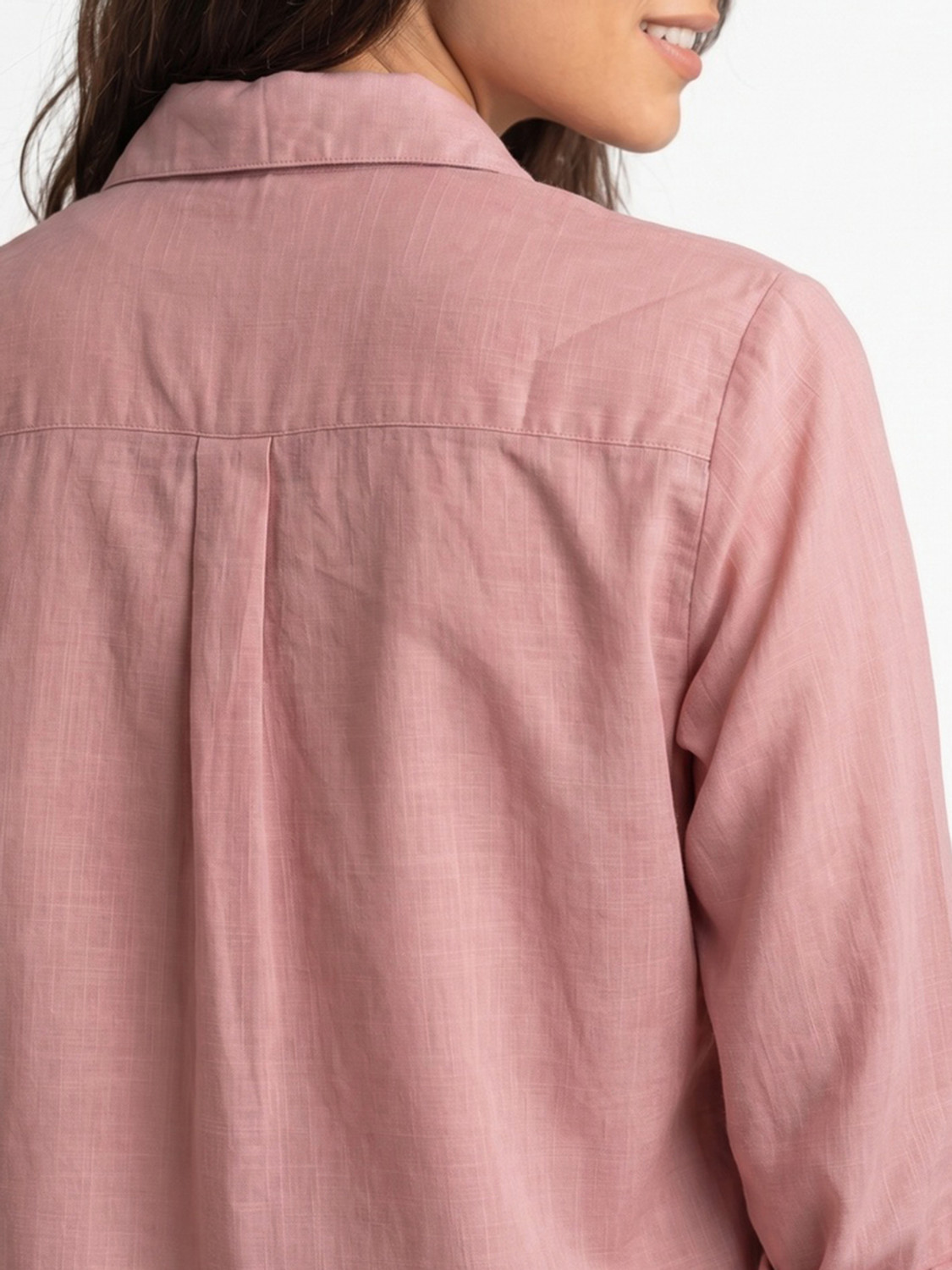 Image of Urbano Fashion Women Solid Casual Pink Shirt