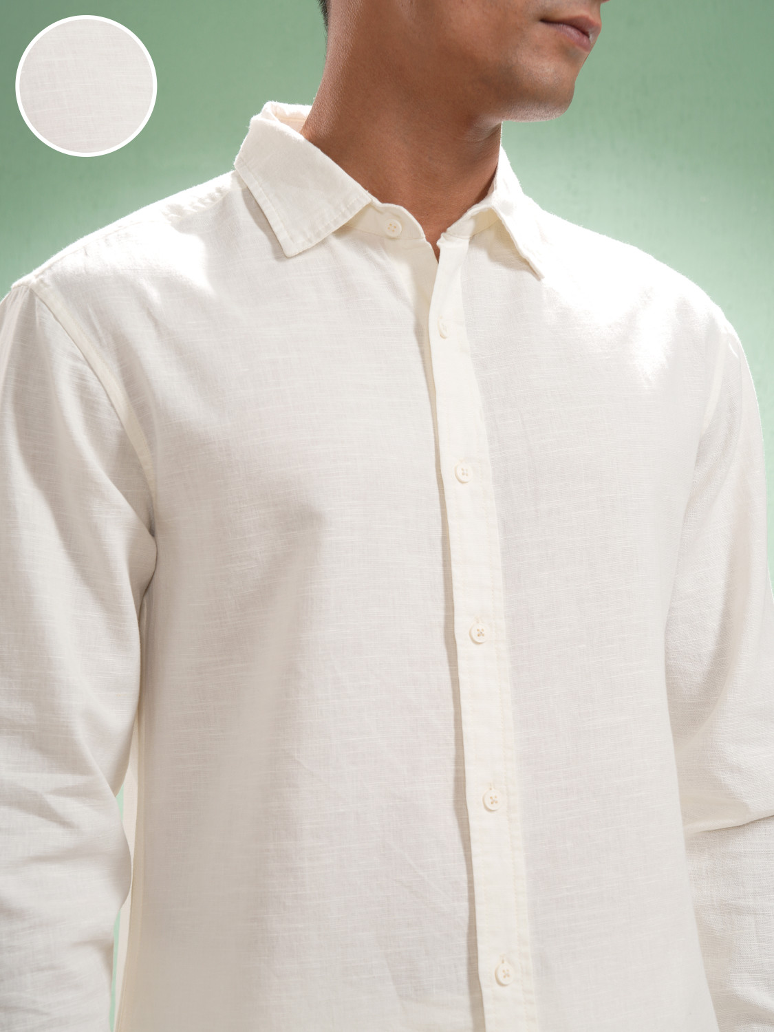 Image of HIGHLANDER Men Self Design Casual White Shirt