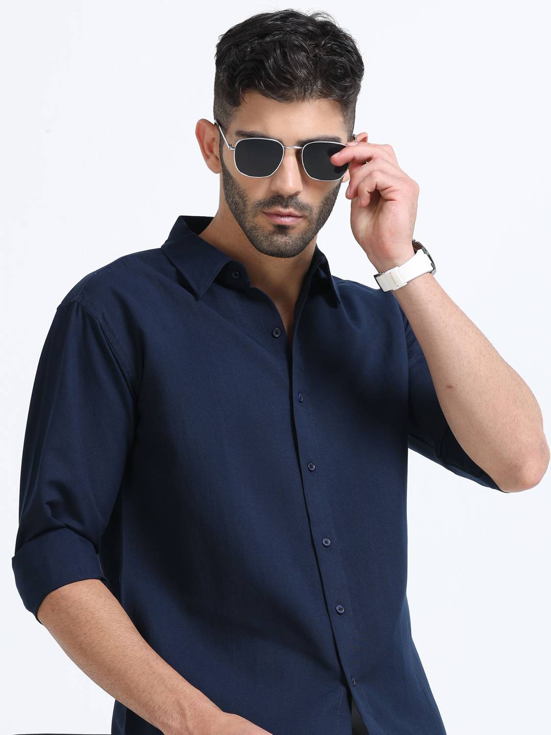 WHISQ Men Dark Blue Casual Shirt - Image 1