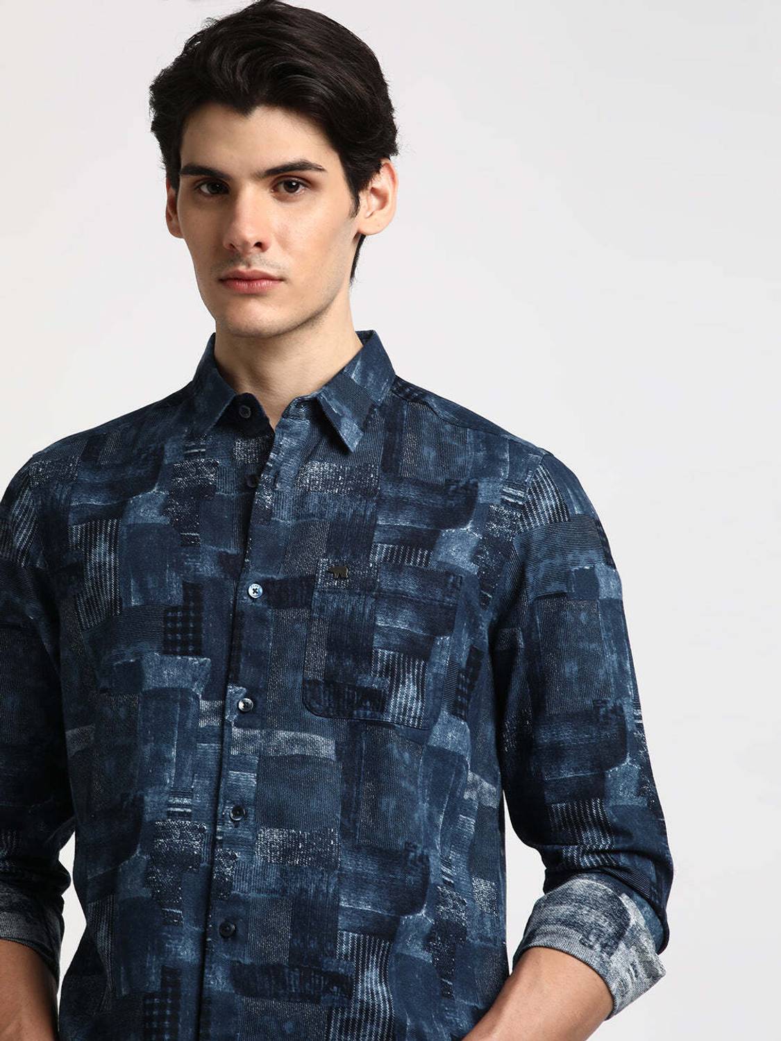 THE BEAR HOUSE Men Printed Casual Blue Shirt