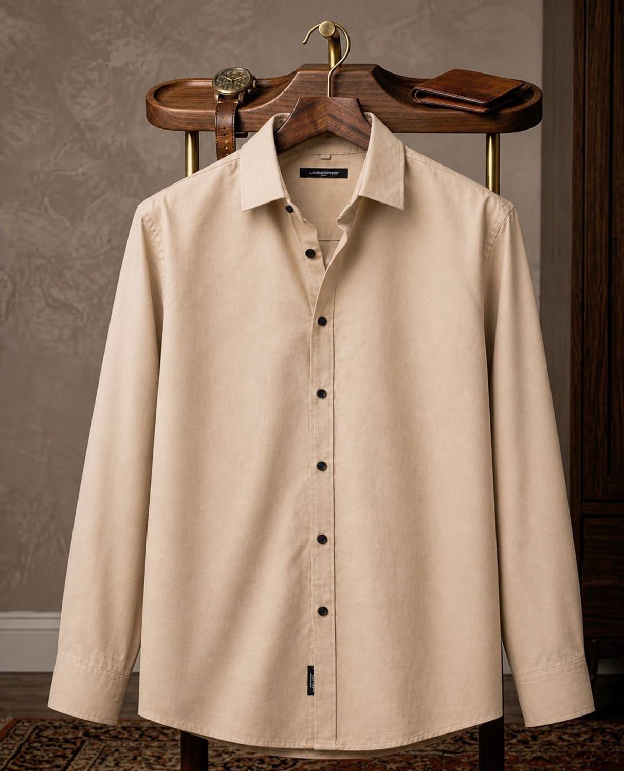 JCOSTA Men Solid Party Beige Shirt