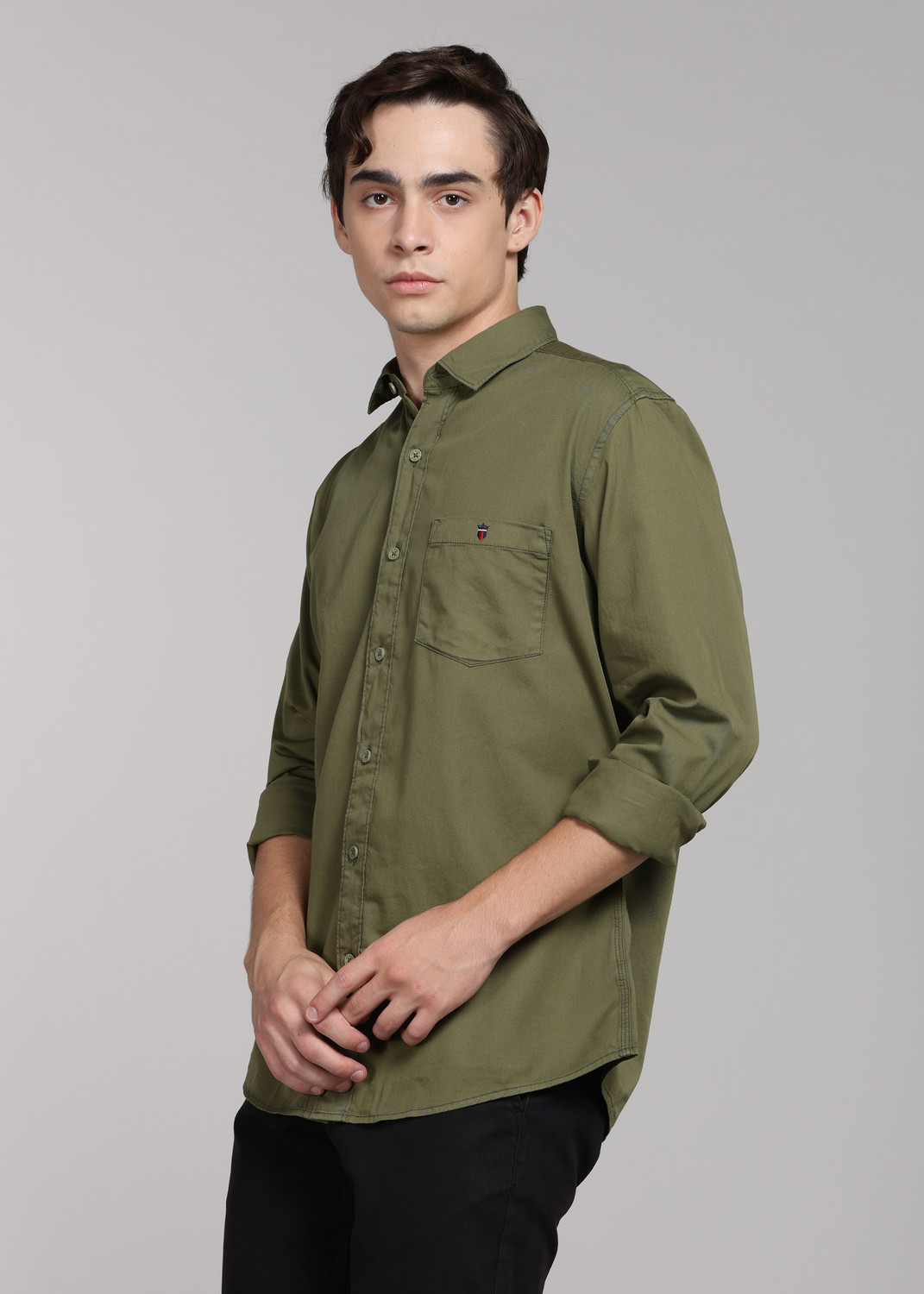 Image of Louis Philippe Jeans Men Slim Fit Solid Casual Shirt