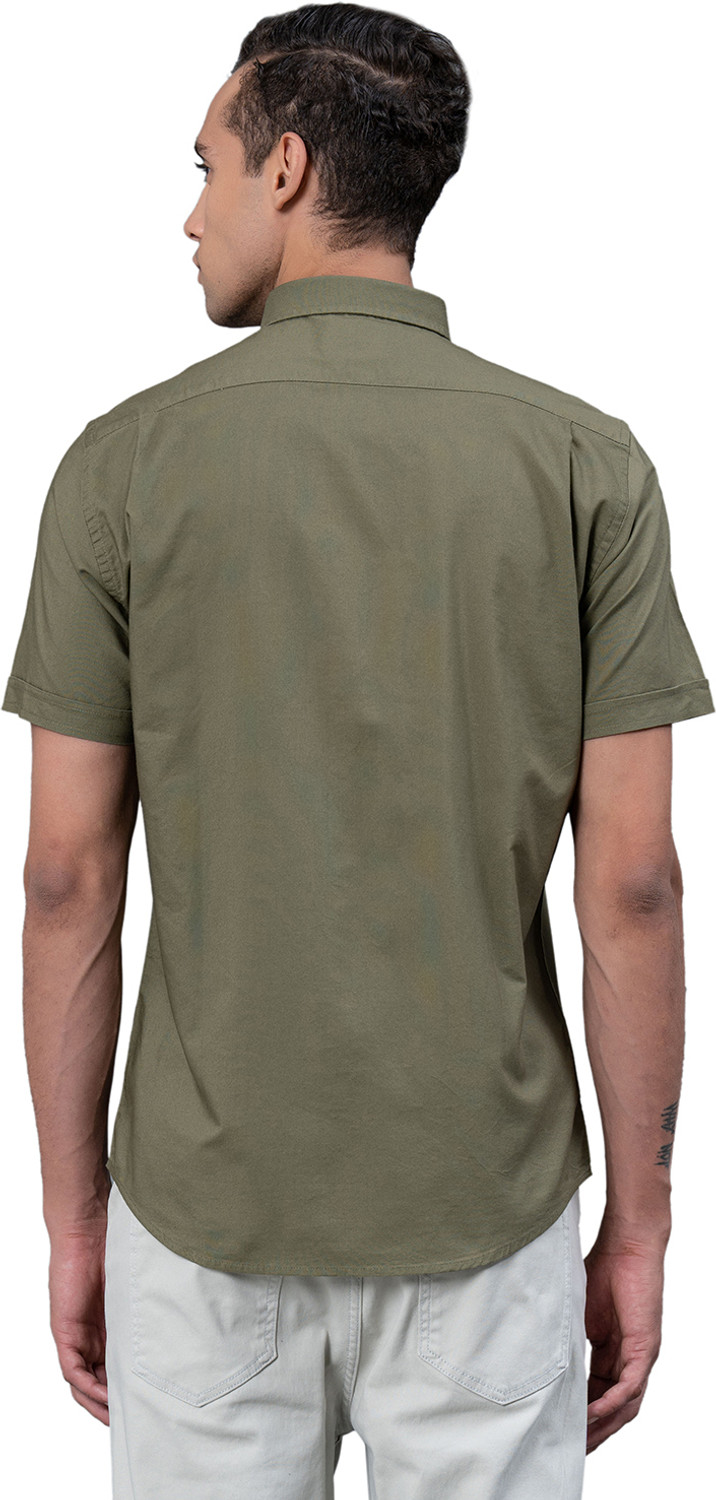 Image of RED TAPE Men Solid Casual Green Shirt