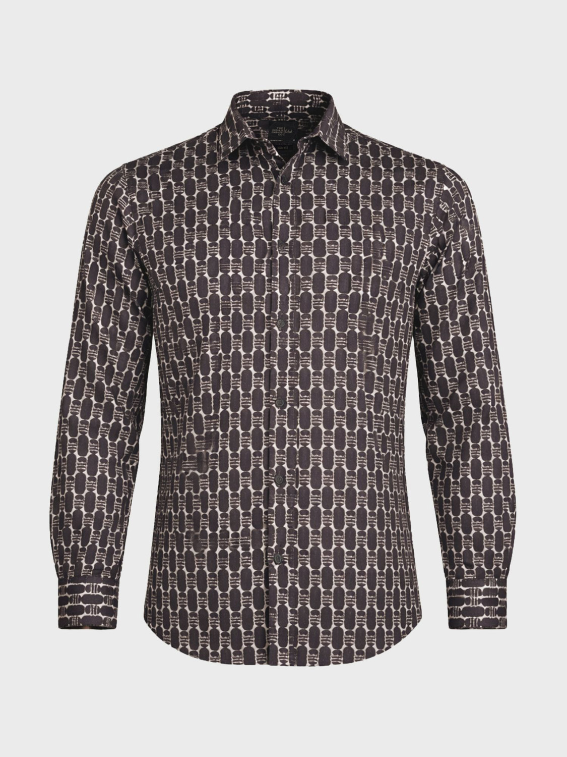 Image of The Indian Garage Co. Men Printed Party Brown Shirt