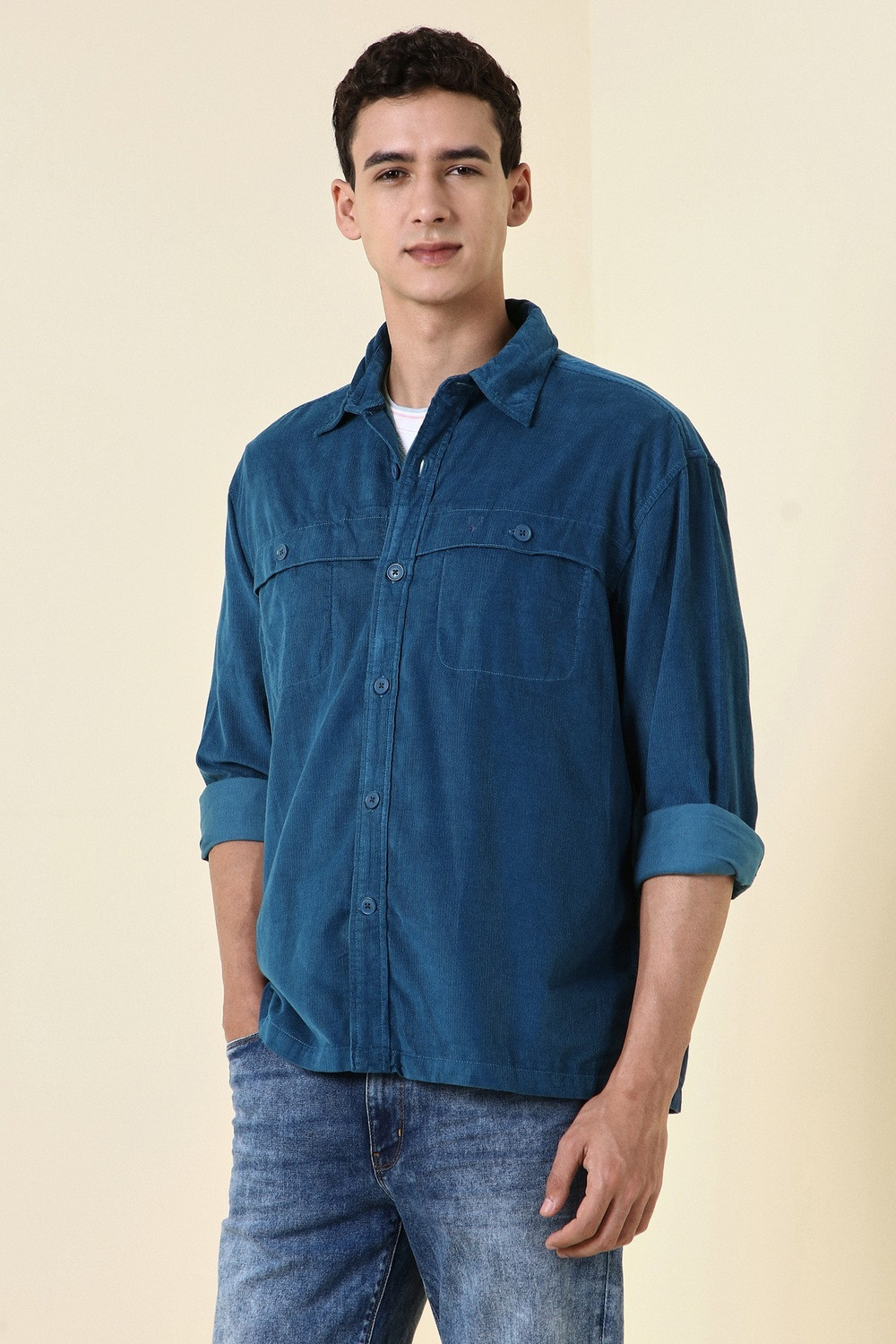 Image of Allen Solly Men Slim Fit Solid Casual Shirt