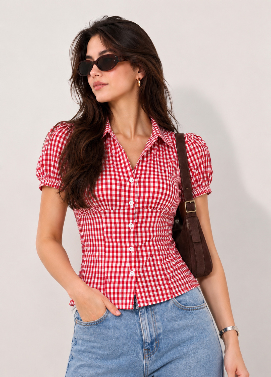 METRONAUT Women Checkered Casual Red, White Shirt