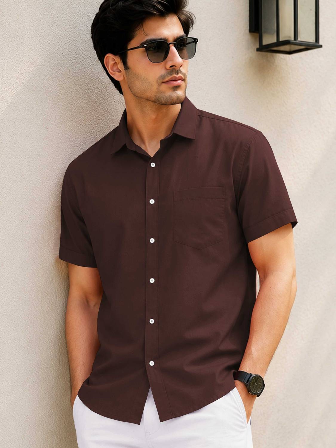 VeBNoR Men Brown Casual Shirt - Image 1