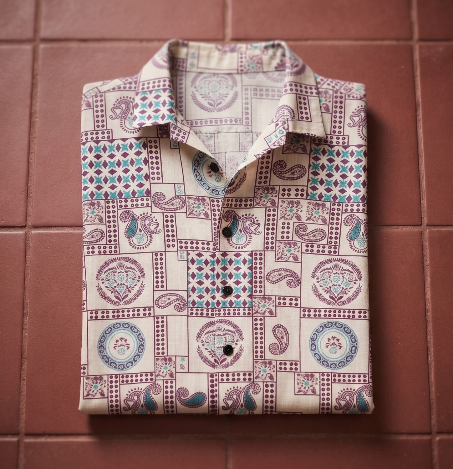 Image of Auzaai Collections Men Floral Print Casual Maroon, Blue Shirt