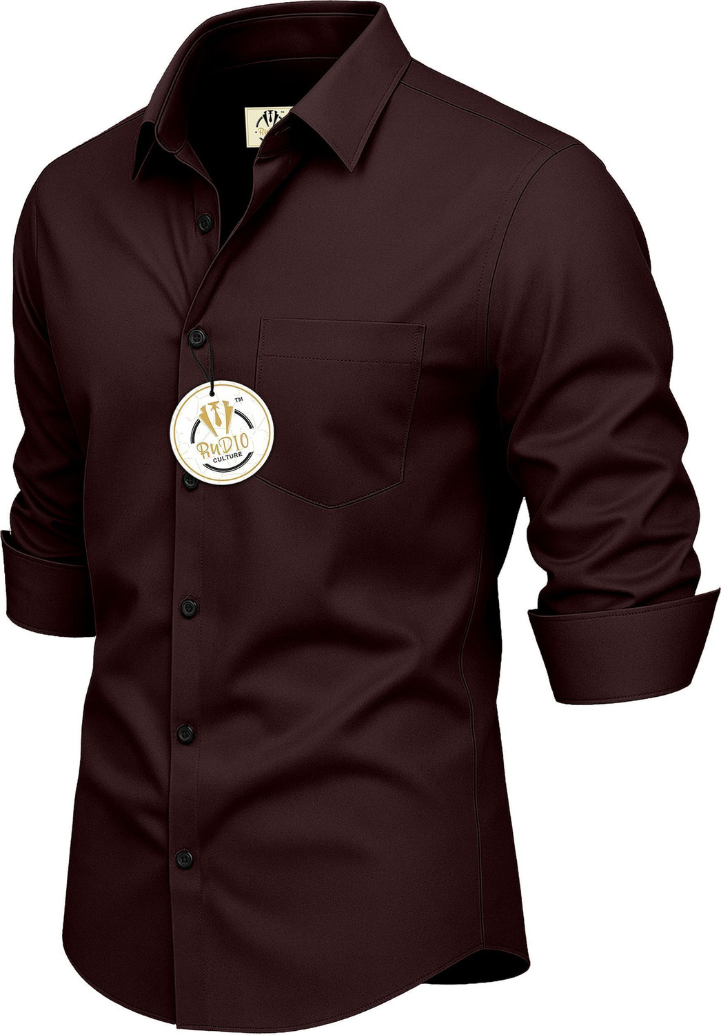 Image of RUDIO CULTURE Men Self Design Formal Brown Shirt