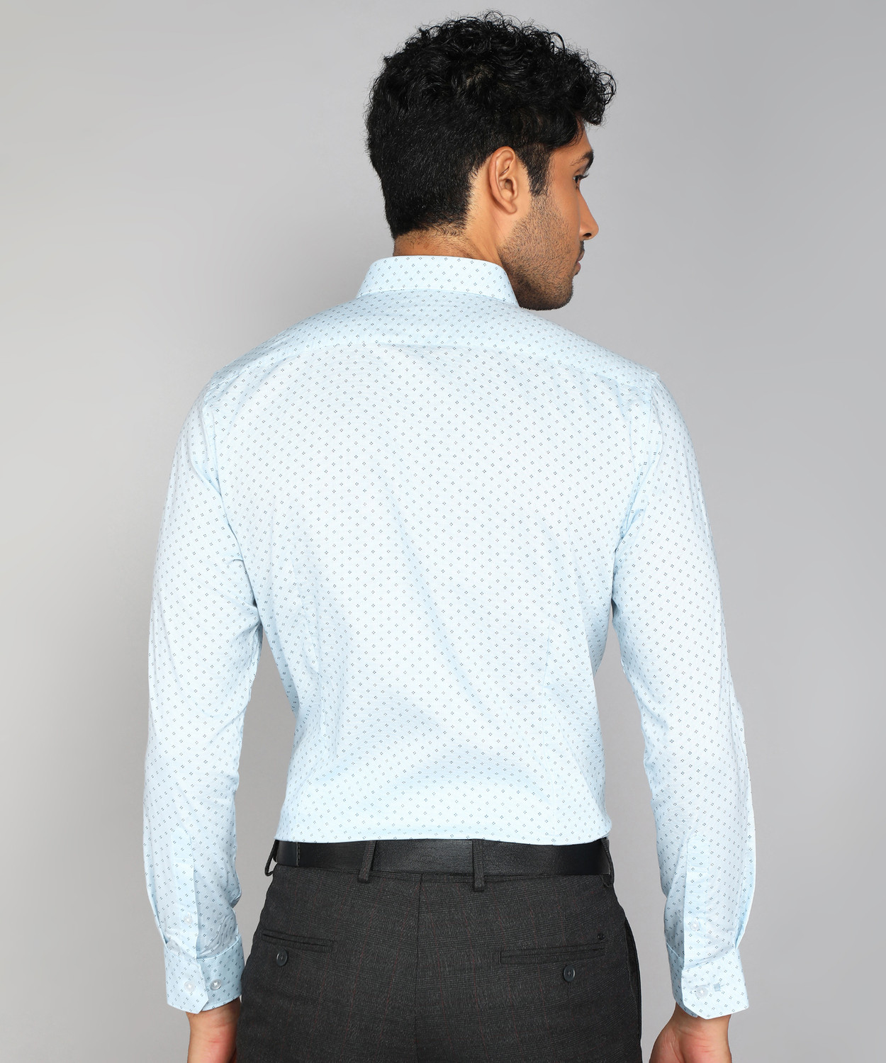 Image of LOUIS PHILIPPE Men Printed Formal Light Blue Shirt
