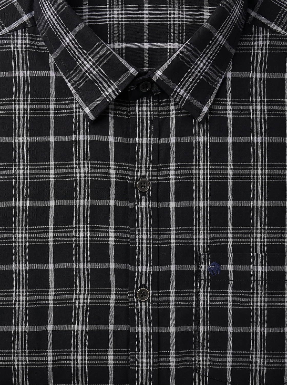 Image of TURTLE Men Checkered Casual Black, White Shirt