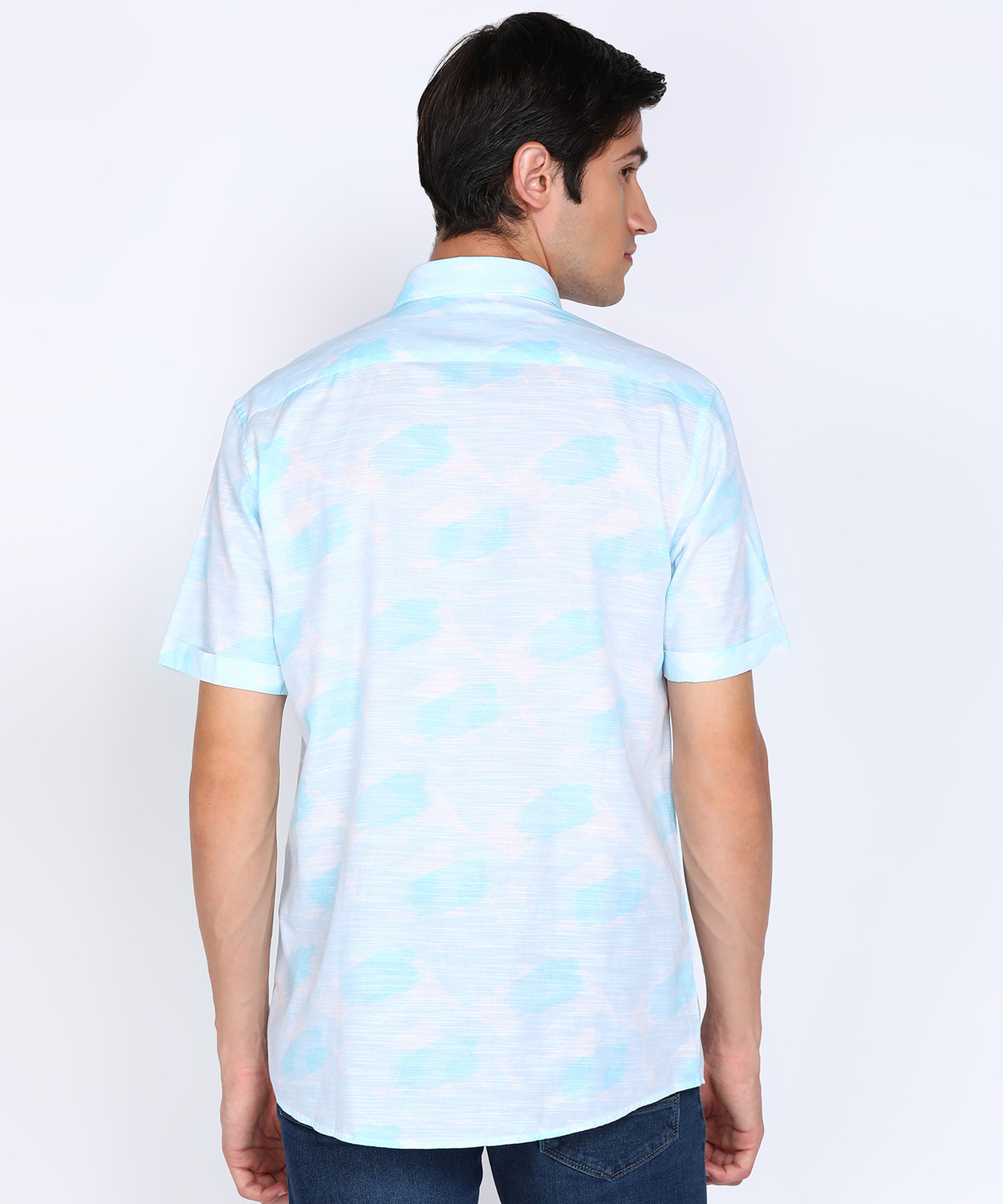 Image of PETER ENGLAND Men Printed Casual Blue Shirt