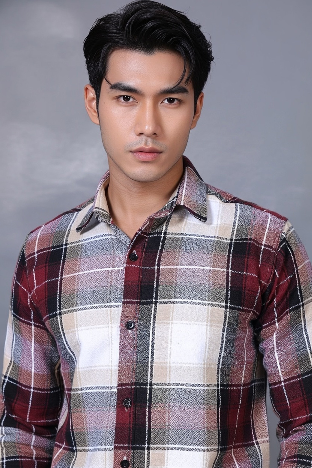 Image of THE BRAVES MANUFACTURER Men Checkered Casual Light Blue Shirt
