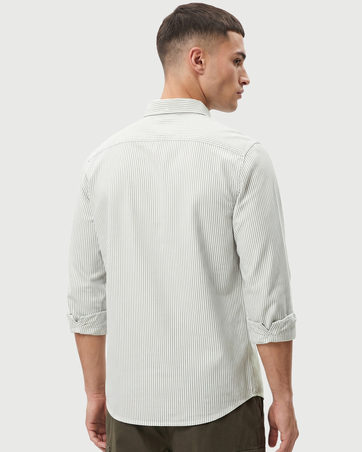Image of BEWAKOOF Men Striped Casual White Shirt
