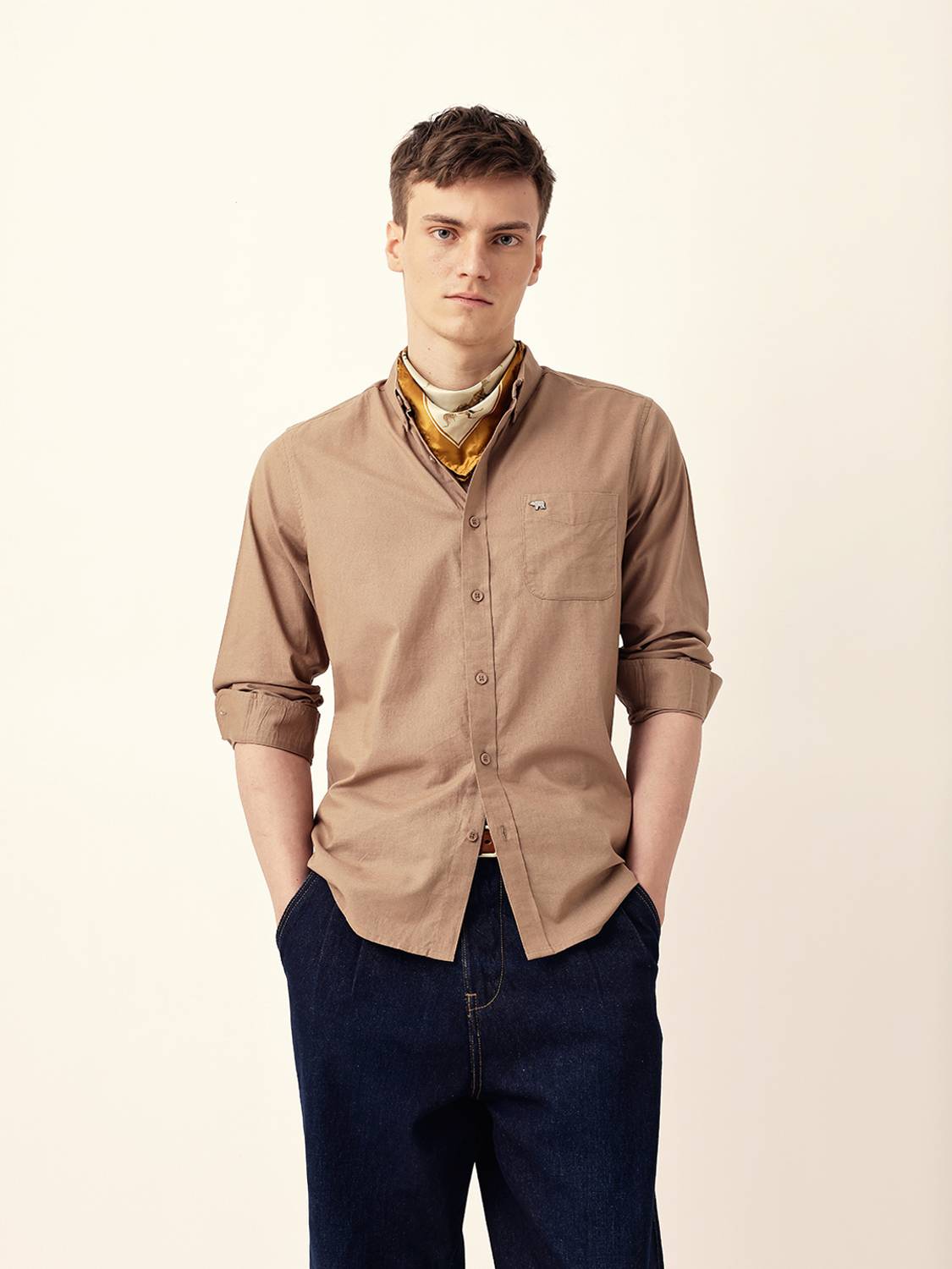 THE BEAR HOUSE Men Solid Casual Brown Shirt - Image 1