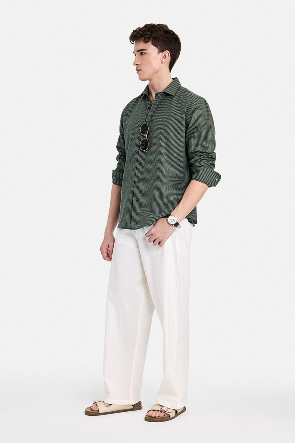 Image of Snitch Men Regular Fit Self Design Spread Collar Casual Shirt