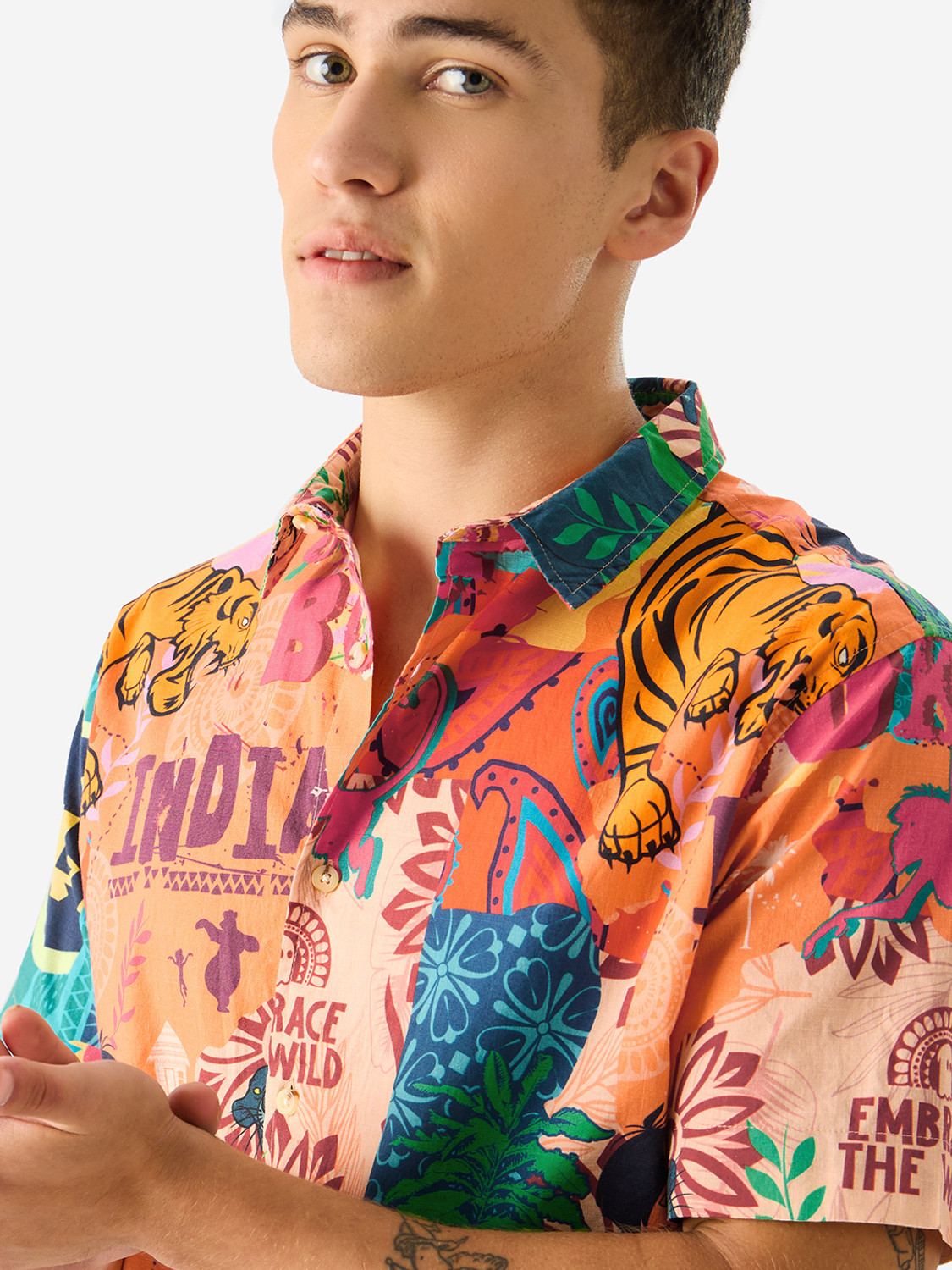 Image of The Souled Store Men Printed Casual Multicolor Shirt