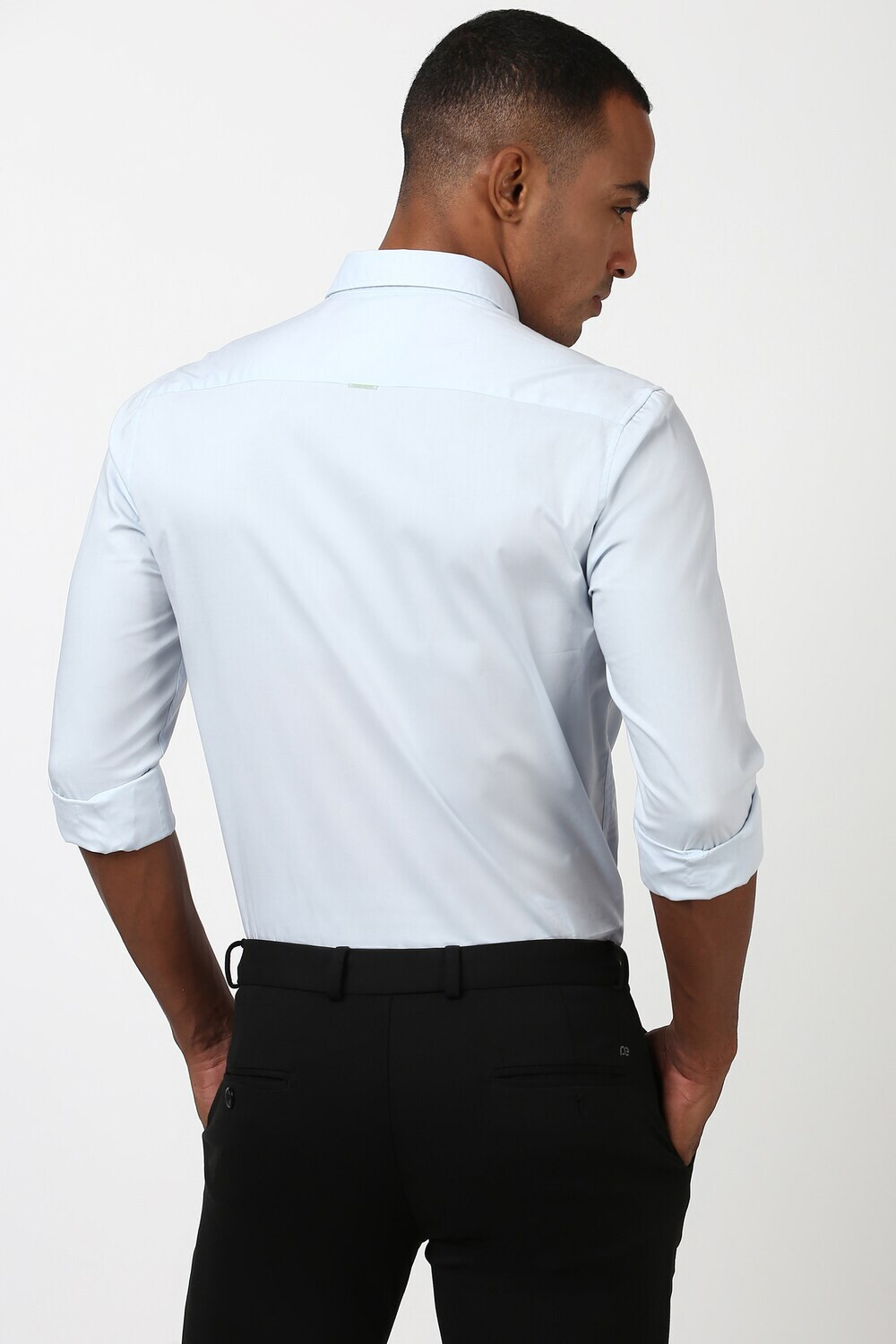 Image of PETER ENGLAND Men Solid Formal Blue Shirt