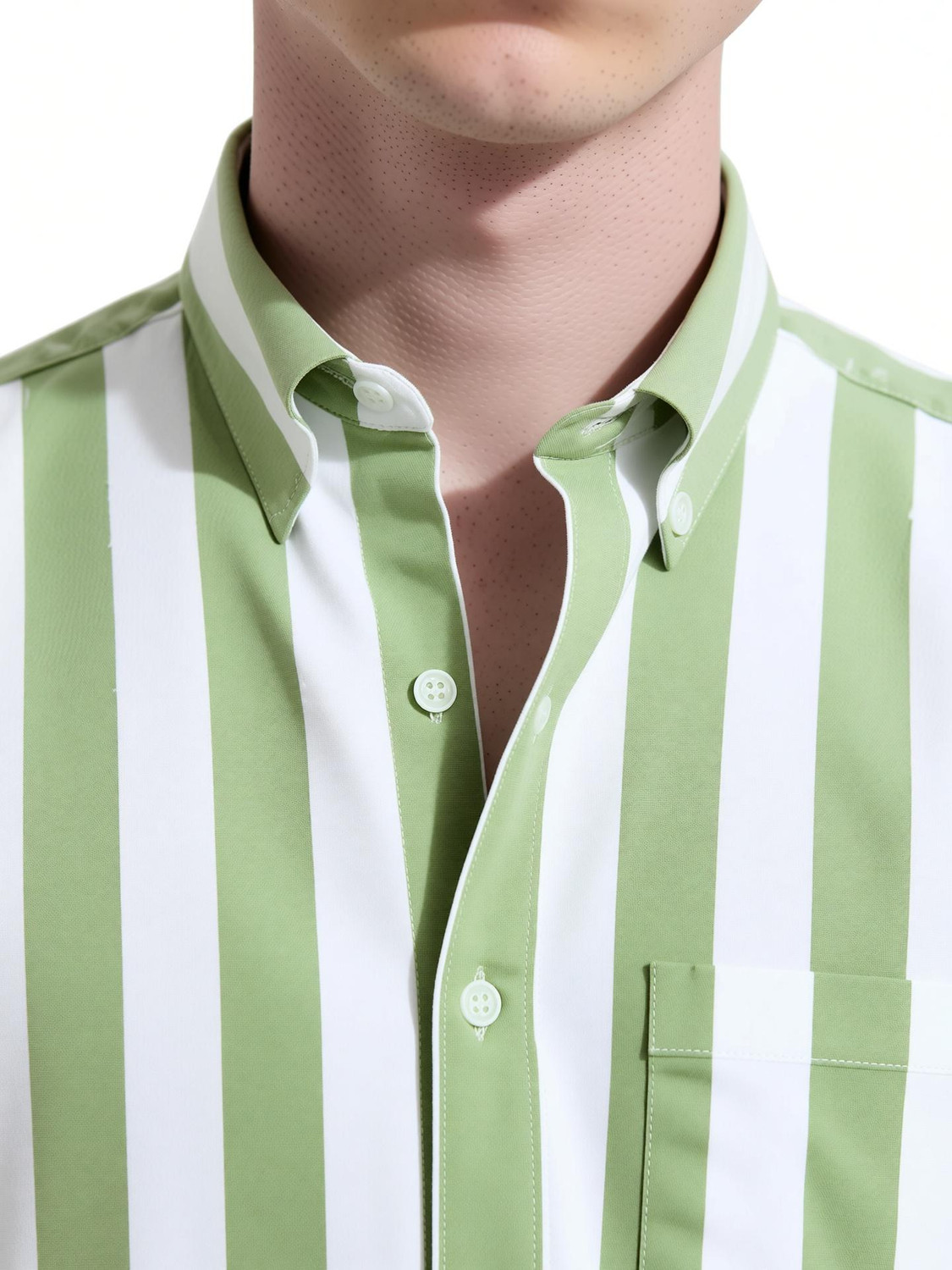 Image of SRGI Men Striped Casual Green Shirt