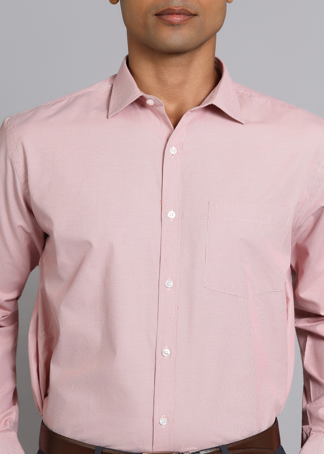 Image of PARK AVENUE Men Self Design Formal Pink Shirt