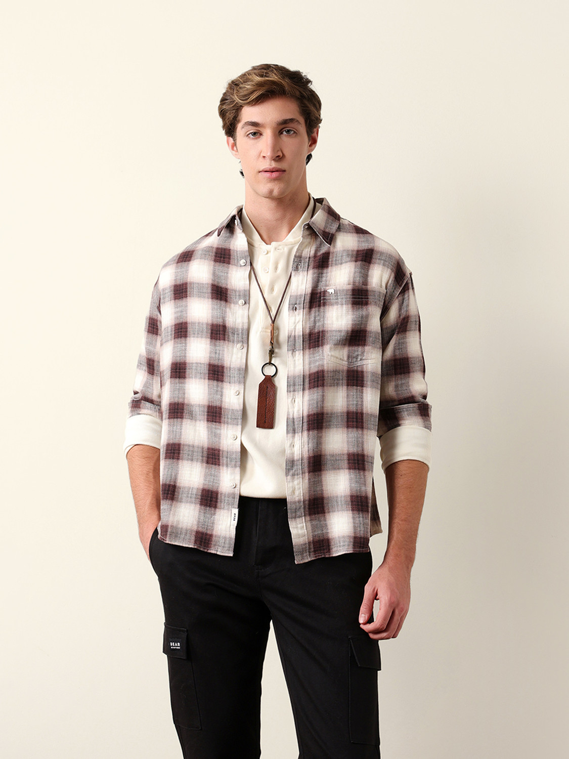 Image of THE BEAR HOUSE Men Checkered Casual Multicolor Shirt
