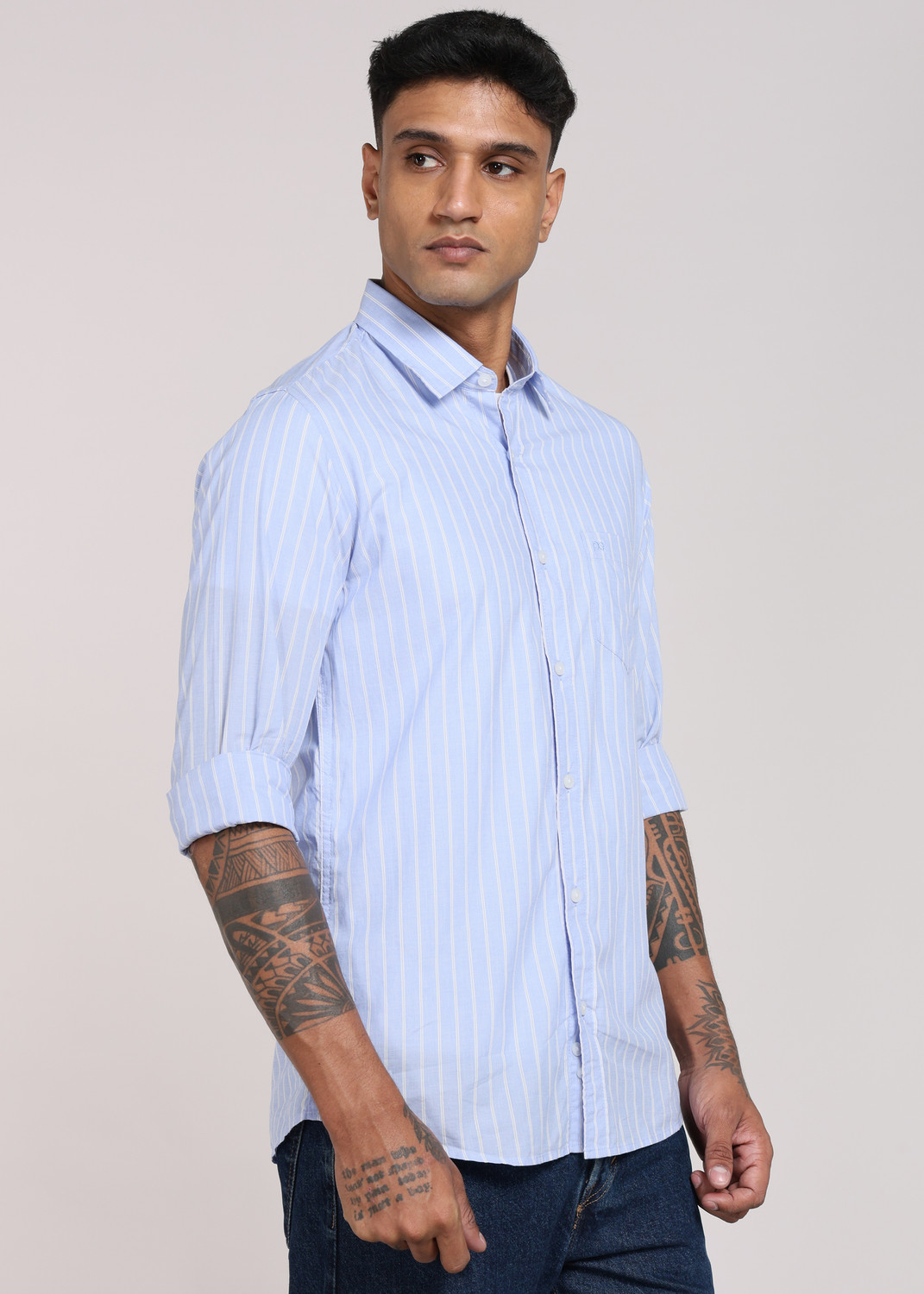 Image of PETER ENGLAND Men Slim Fit Striped Casual Shirt