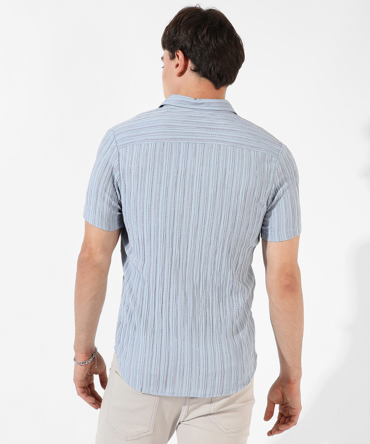 Image of CAMPUS SUTRA Men Printed Casual Light Blue, Grey Shirt