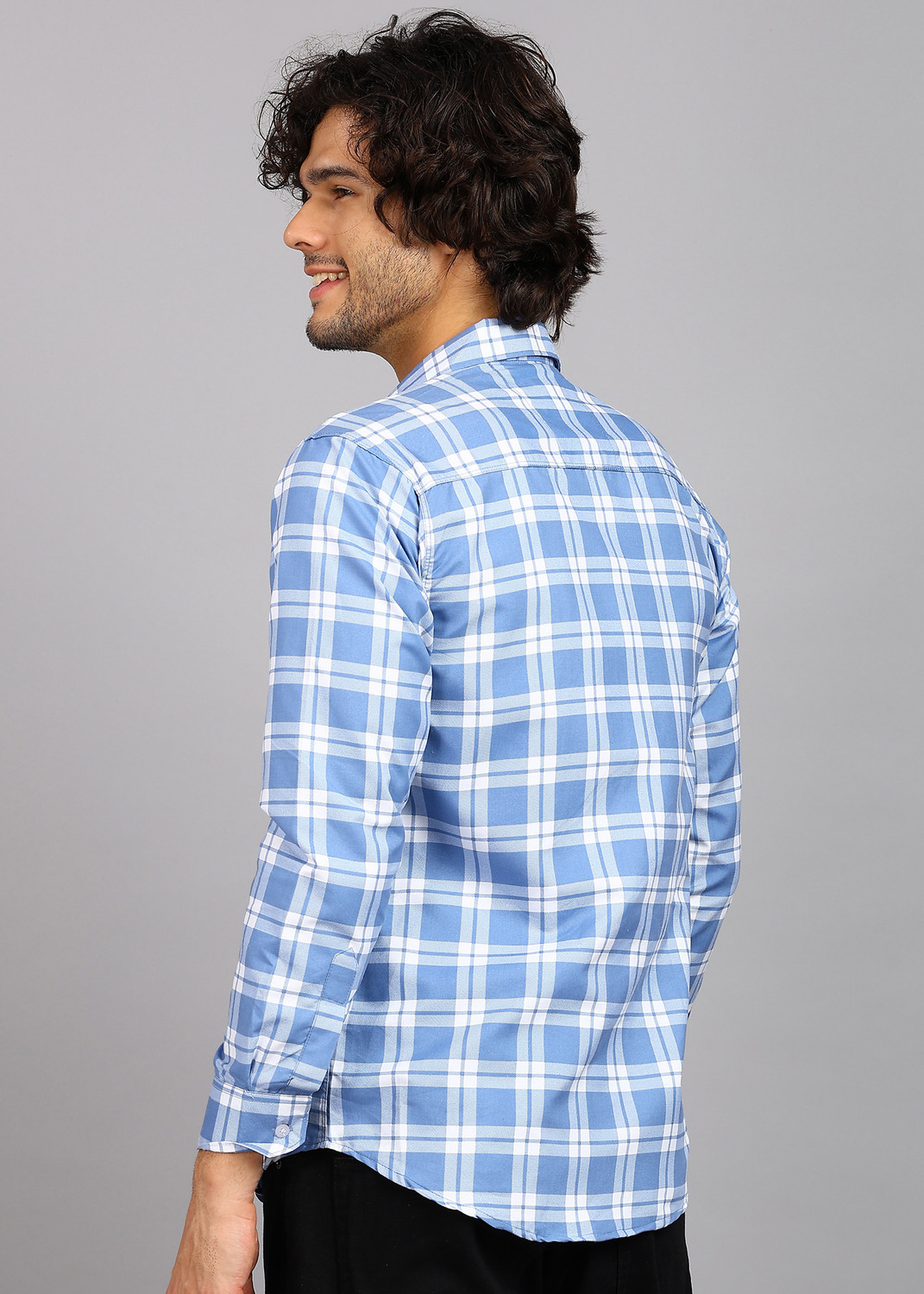 Image of RODEIZ Men Striped Casual Blue Shirt