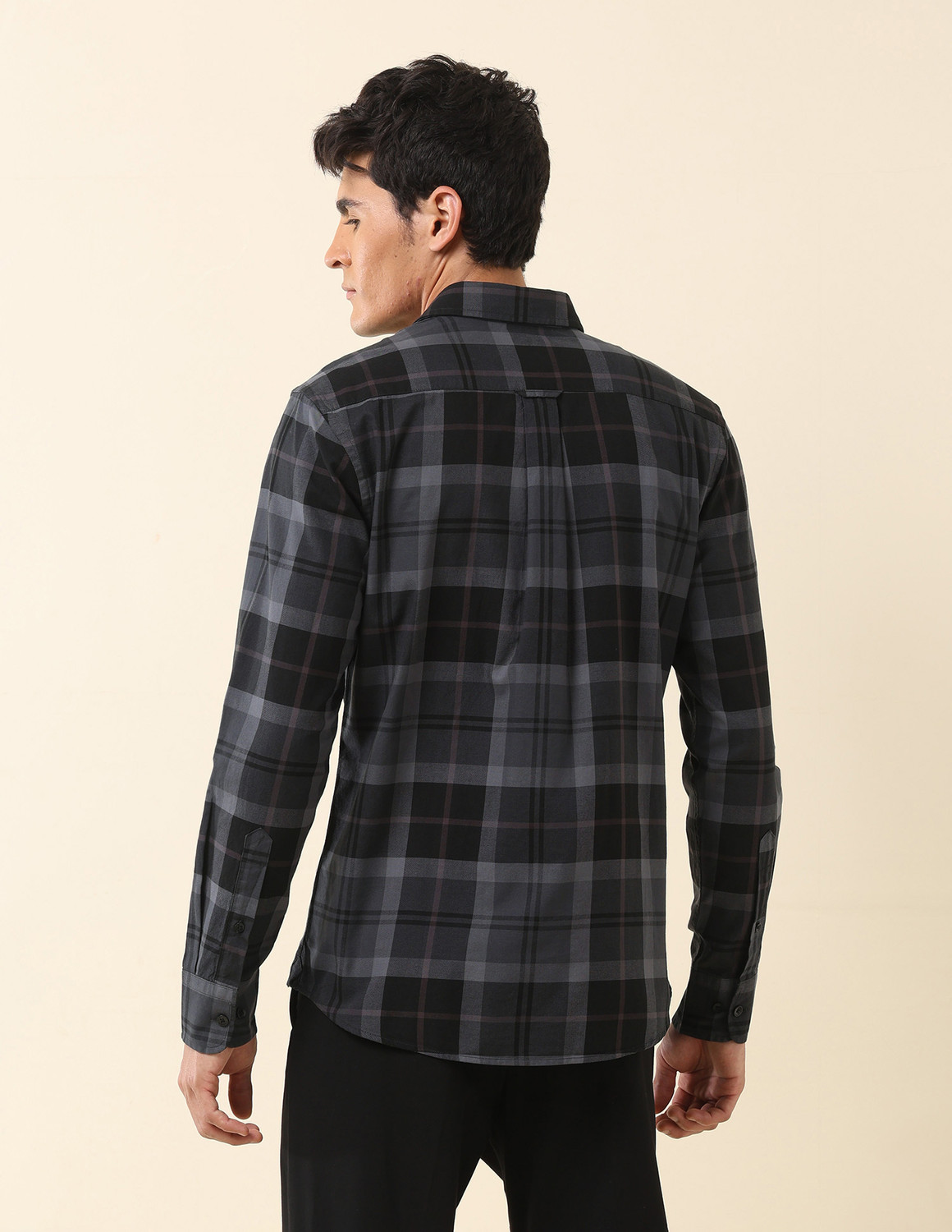 Image of U.S. POLO ASSN. Men Checkered Casual Grey Shirt