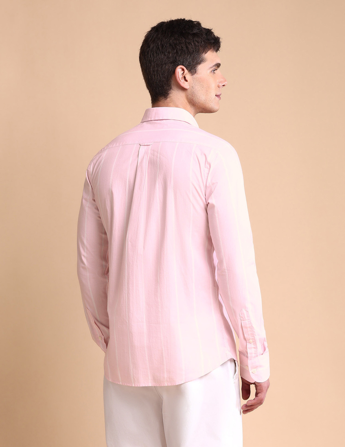Image of U.S. POLO ASSN. Men Striped Casual Pink Shirt