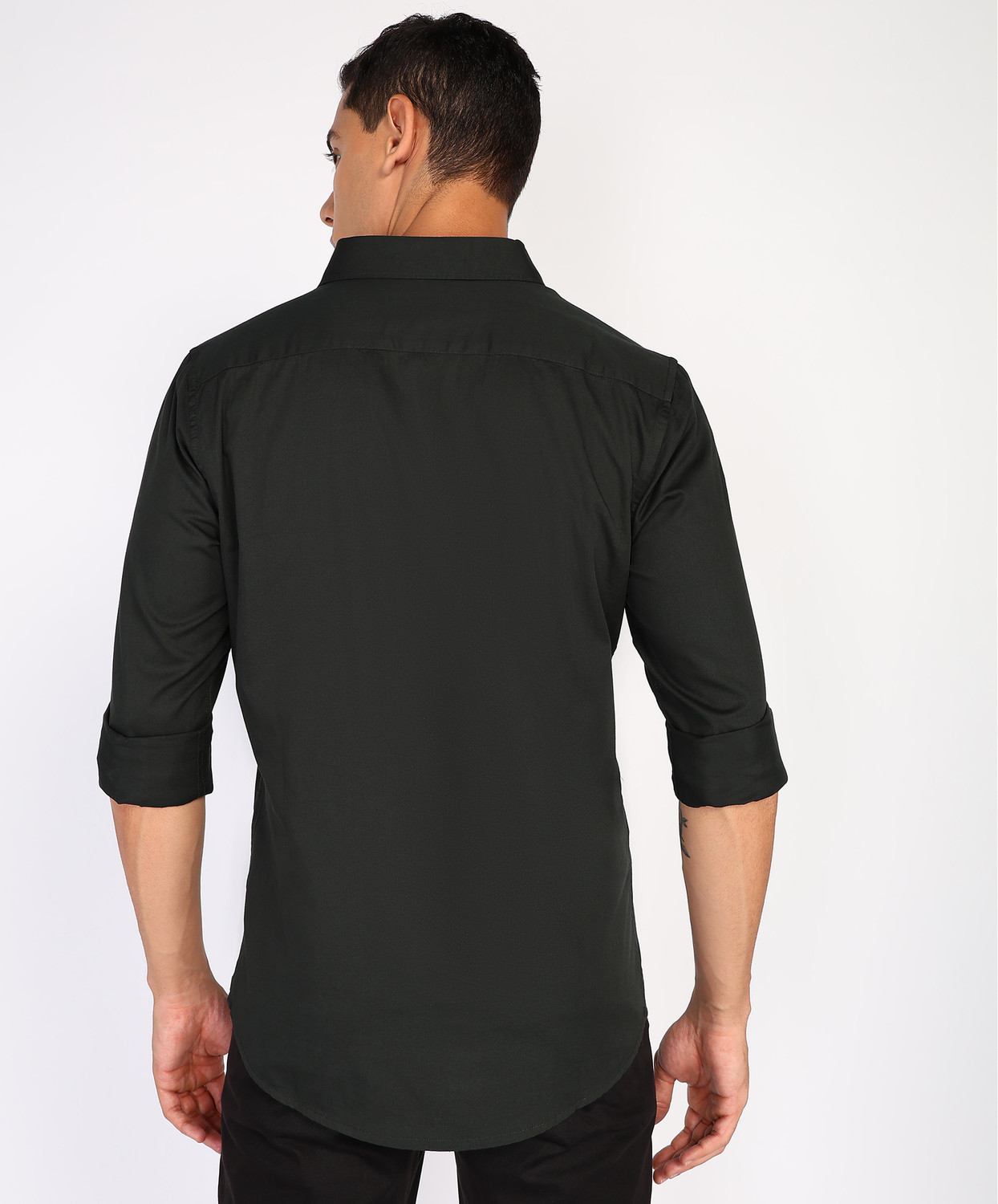 Image of BEING HUMAN Men Solid Casual Green Shirt