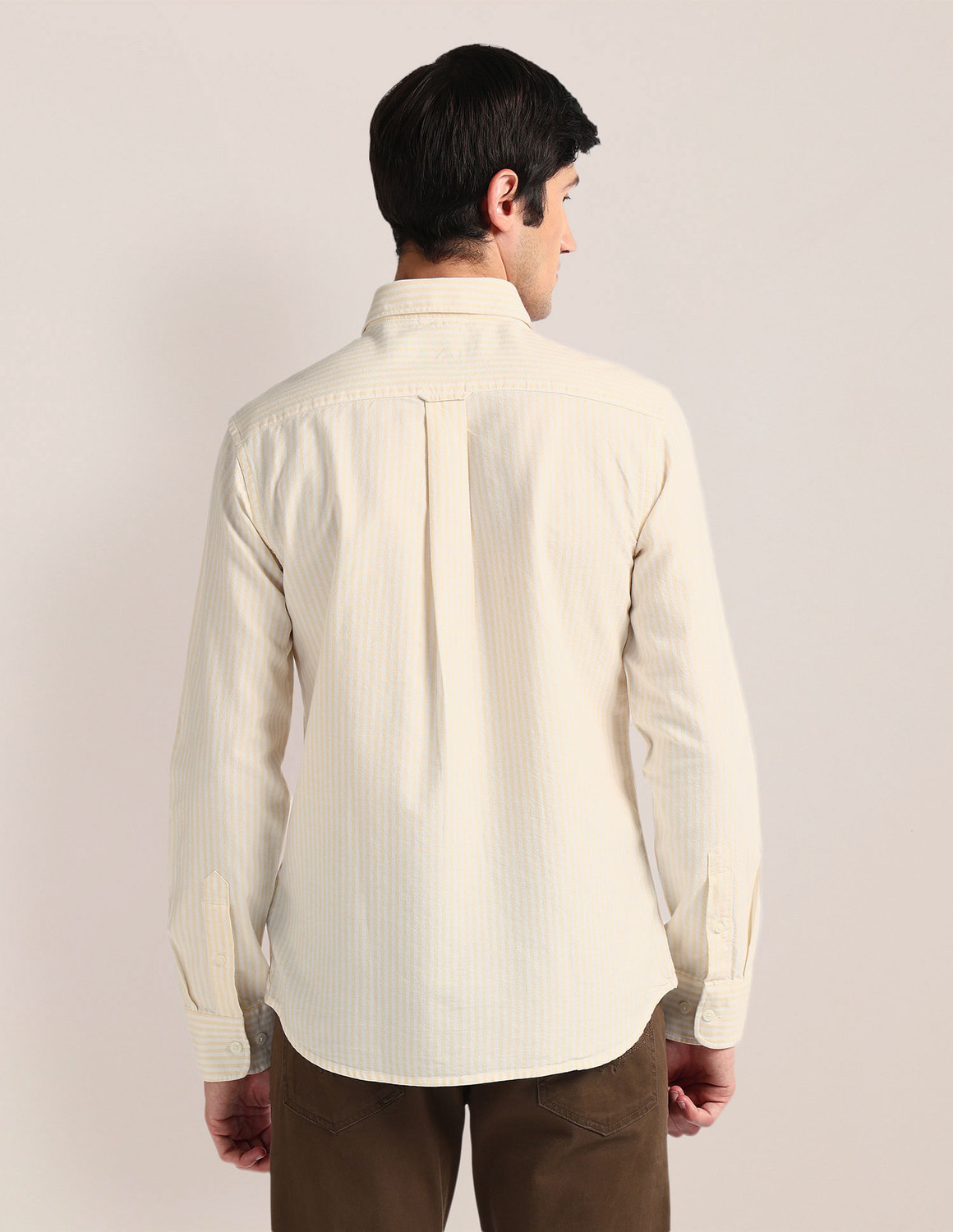 Image of U.S. POLO ASSN. Men Solid Casual Yellow Shirt