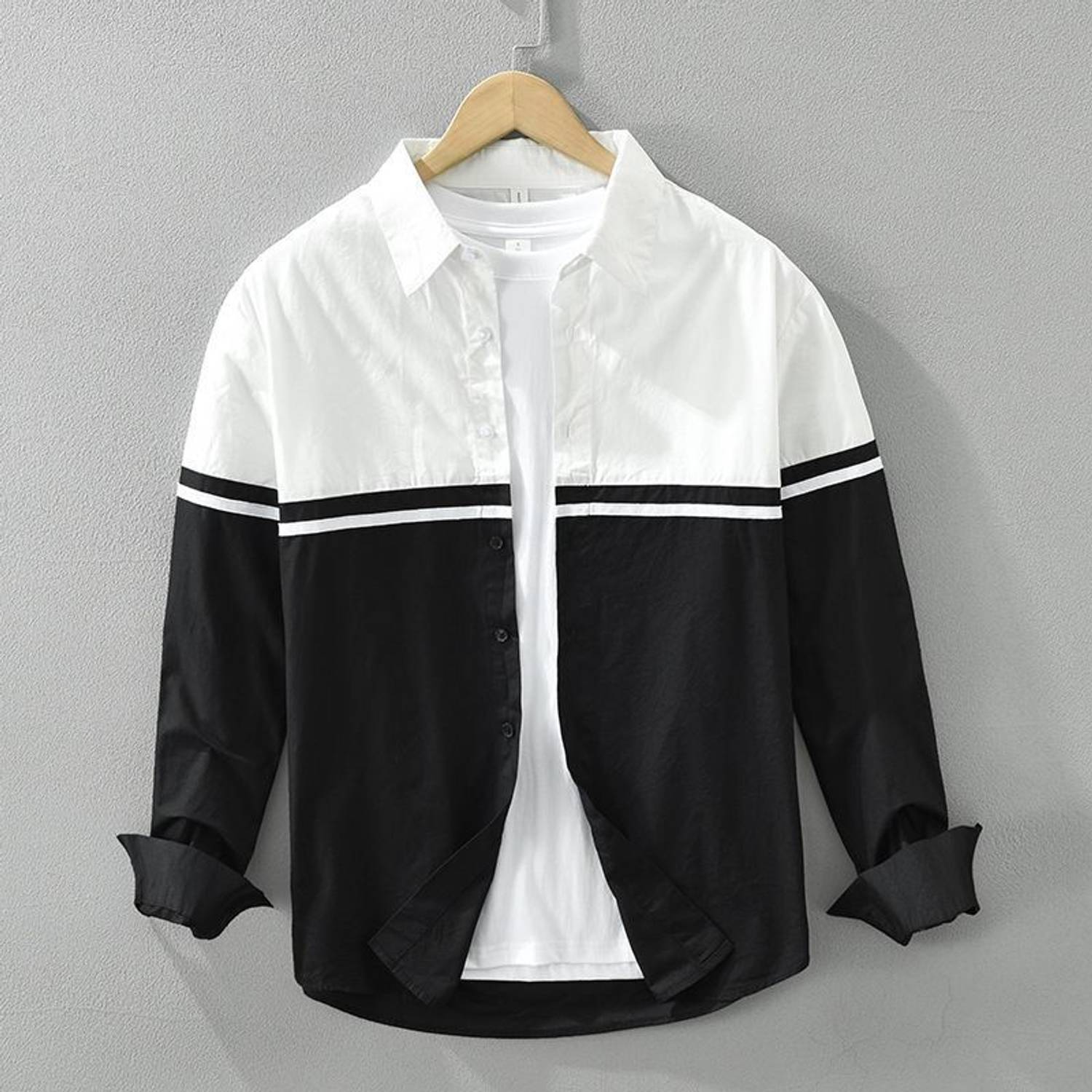 Kaps Choice Men Color Block, Striped Casual White, Black Shirt - Image 4